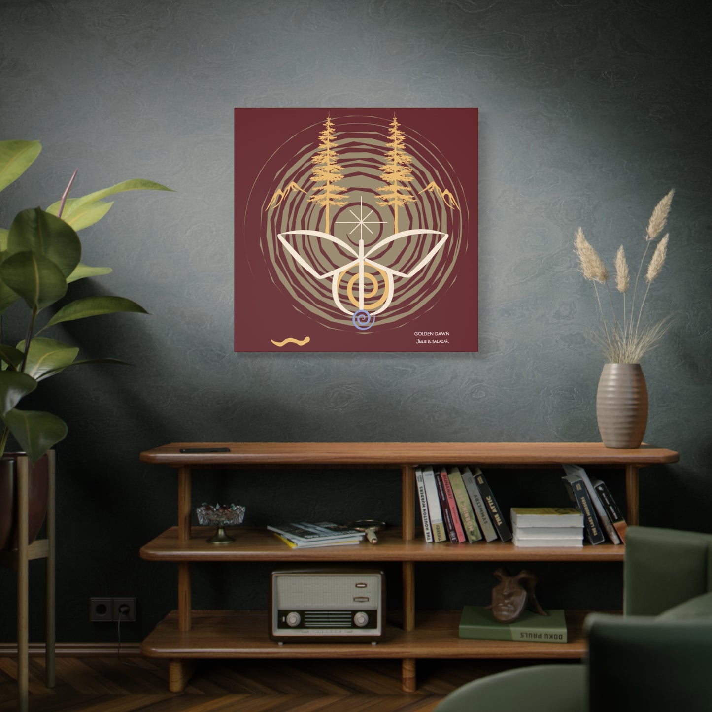 “Golden Dawn”, IMAGINE™ Series, Hand-Drawn Art Print, Wall Art Collection, Stretched Canvas , 6 x 6 inches, 20 x 20 inches, 36 x 36 inches, plus 7 More Sizes