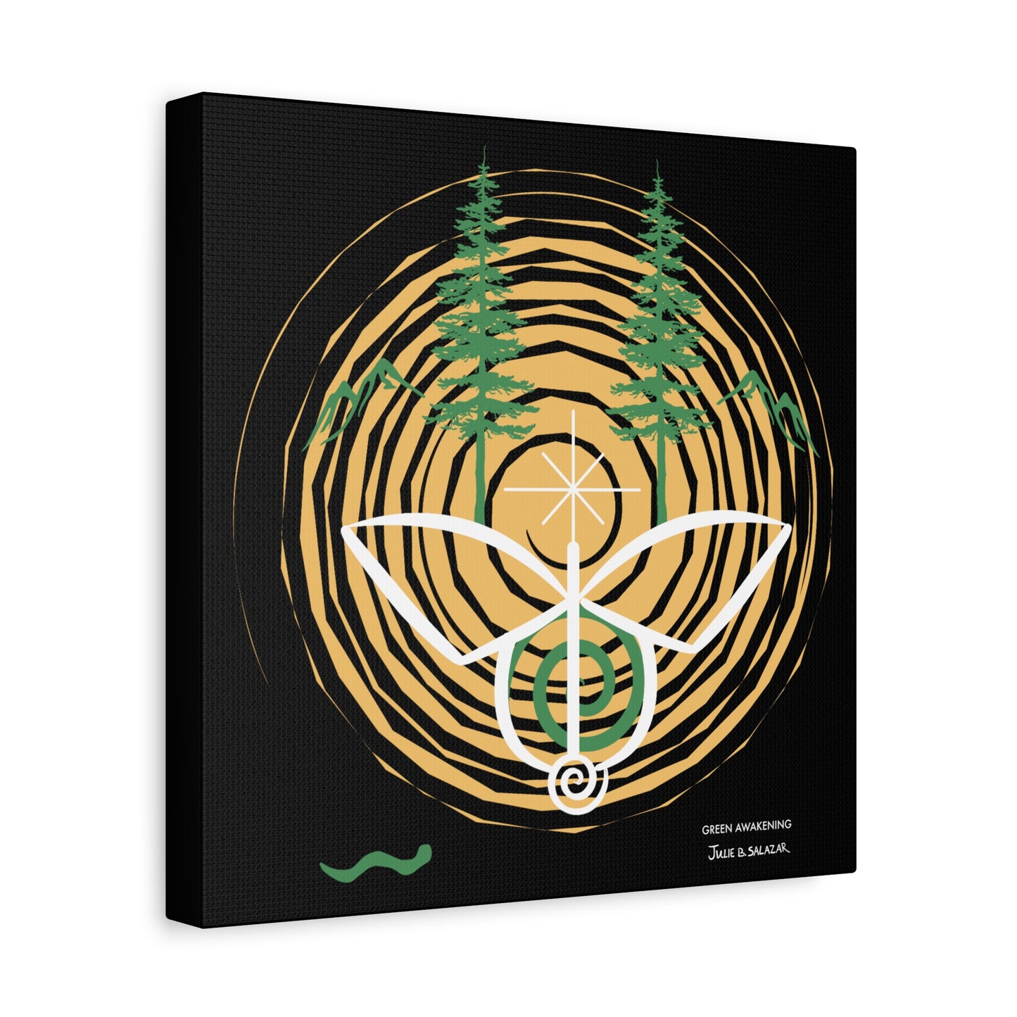 “Green Awakening”, IMAGINE™ Series, Hand-Drawn Art Print, Wall Art Collection, Stretched Canvas , 6 x 6 inches, 20 x 20 inches, 36 x 36 inches, plus 7 More Sizes
