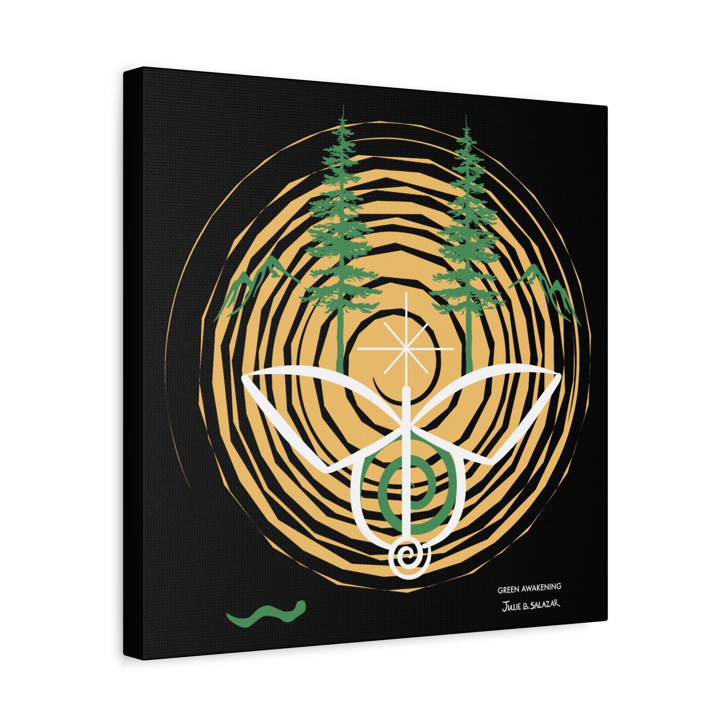 “Green Awakening”, IMAGINE™ Series, Hand-Drawn Art Print, Wall Art Collection, Stretched Canvas , 6 x 6 inches, 20 x 20 inches, 36 x 36 inches, plus 7 More Sizes