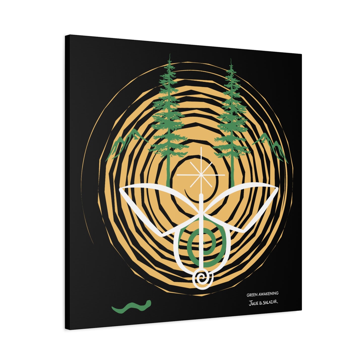 “Green Awakening”, IMAGINE™ Series, Hand-Drawn Art Print, Wall Art Collection, Stretched Canvas , 6 x 6 inches, 20 x 20 inches, 36 x 36 inches, plus 7 More Sizes