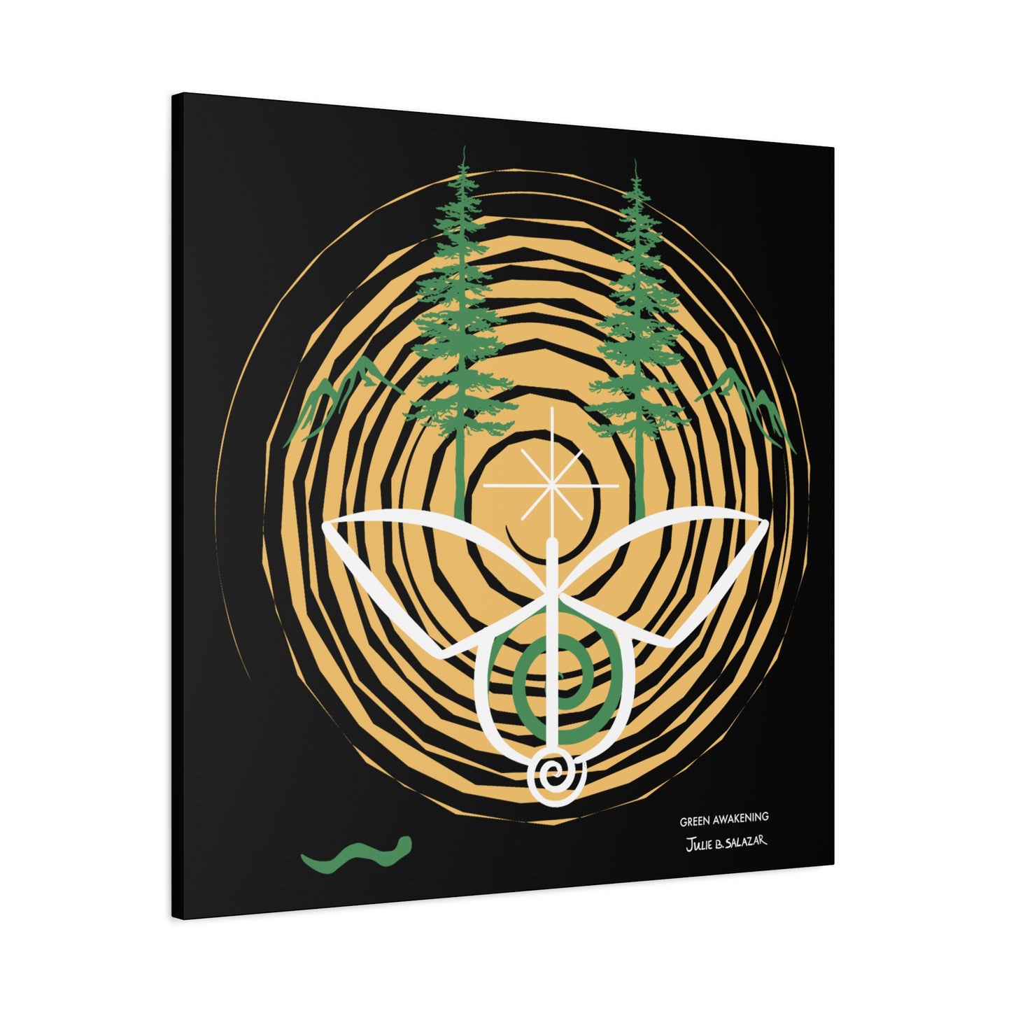“Green Awakening”, IMAGINE™ Series, Hand-Drawn Art Print, Wall Art Collection, Stretched Canvas , 6 x 6 inches, 20 x 20 inches, 36 x 36 inches, plus 7 More Sizes