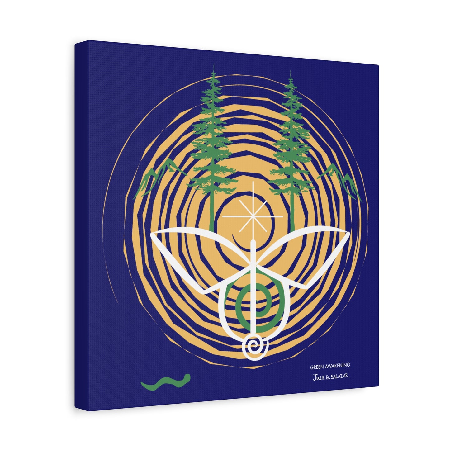 “Green Awakening”, IMAGINE™ Series, Hand-Drawn Art Print, Wall Art Collection, Stretched Canvas , 6 x 6 inches, 20 x 20 inches, 36 x 36 inches, plus 7 More Sizes
