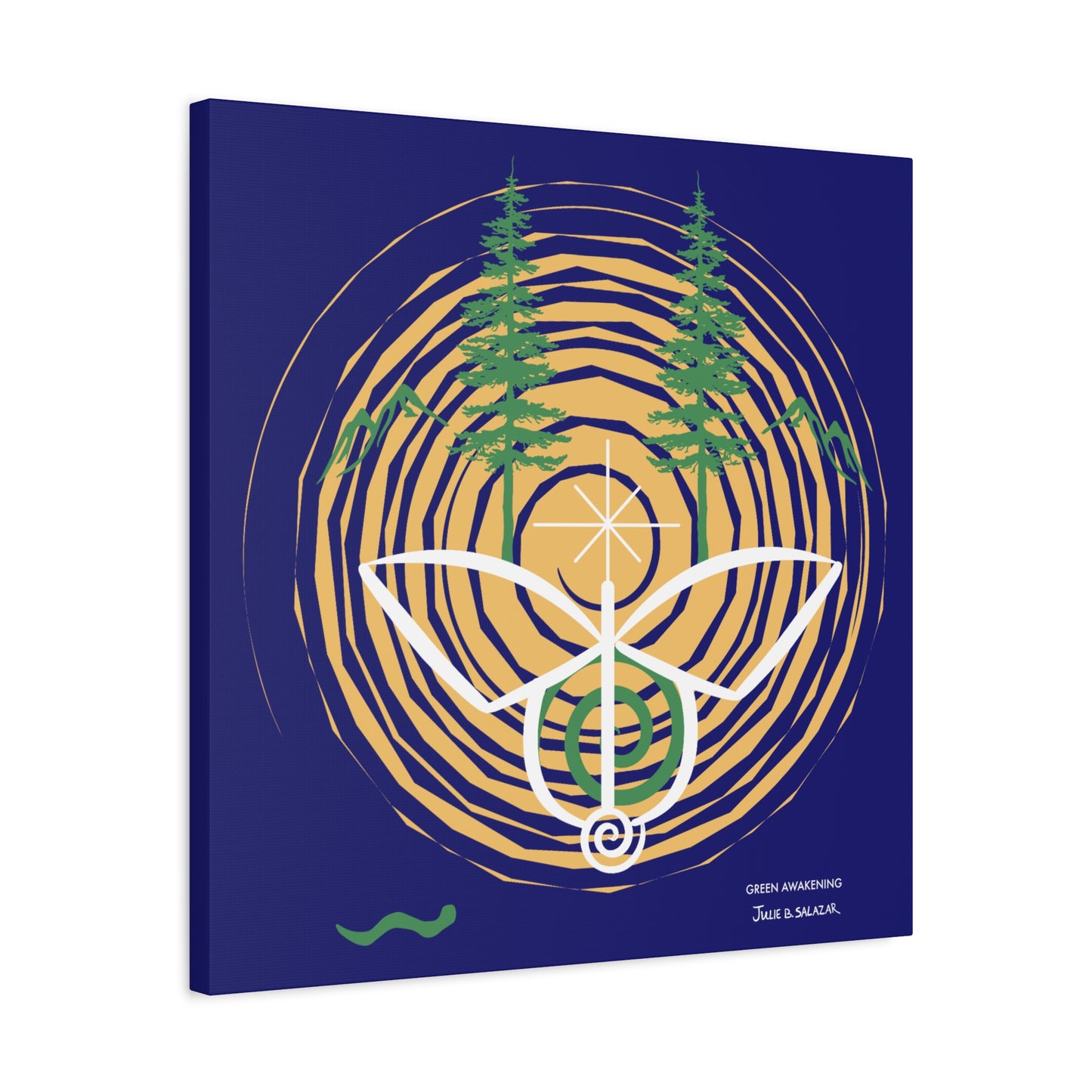 “Green Awakening”, IMAGINE™ Series, Hand-Drawn Art Print, Wall Art Collection, Stretched Canvas , 6 x 6 inches, 20 x 20 inches, 36 x 36 inches, plus 7 More Sizes