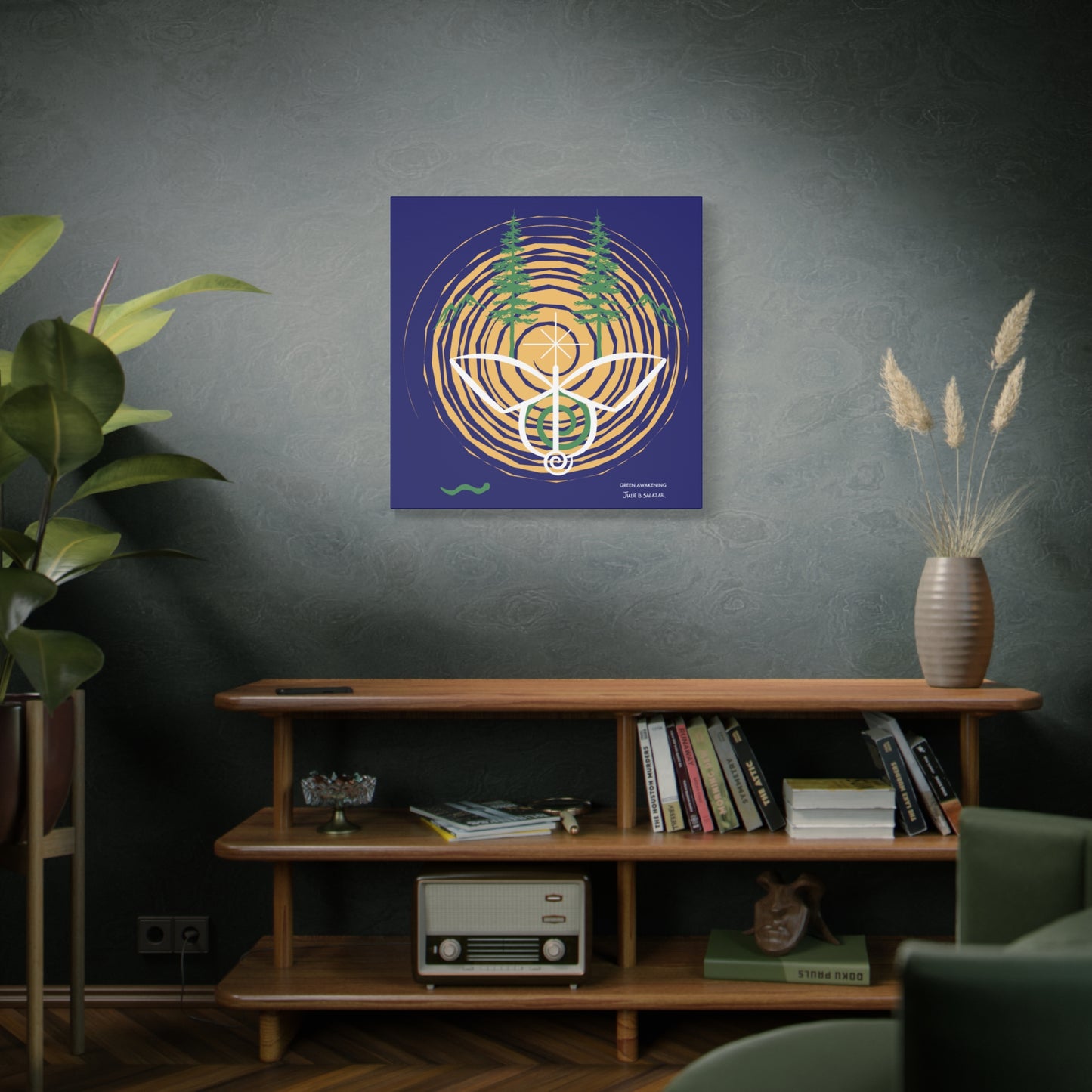 “Green Awakening”, IMAGINE™ Series, Hand-Drawn Art Print, Wall Art Collection, Stretched Canvas , 6 x 6 inches, 20 x 20 inches, 36 x 36 inches, plus 7 More Sizes