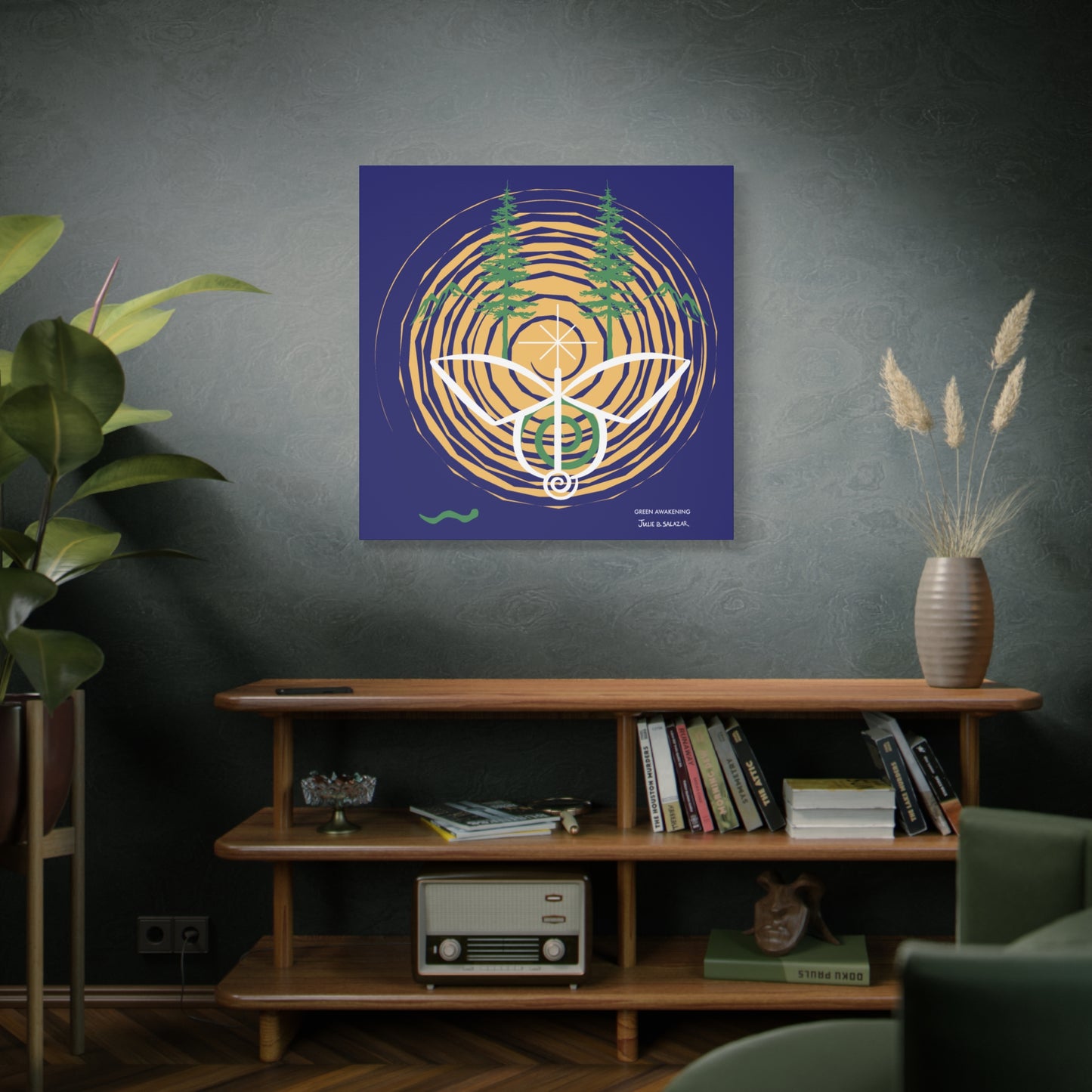 “Green Awakening”, IMAGINE™ Series, Hand-Drawn Art Print, Wall Art Collection, Stretched Canvas , 6 x 6 inches, 20 x 20 inches, 36 x 36 inches, plus 7 More Sizes