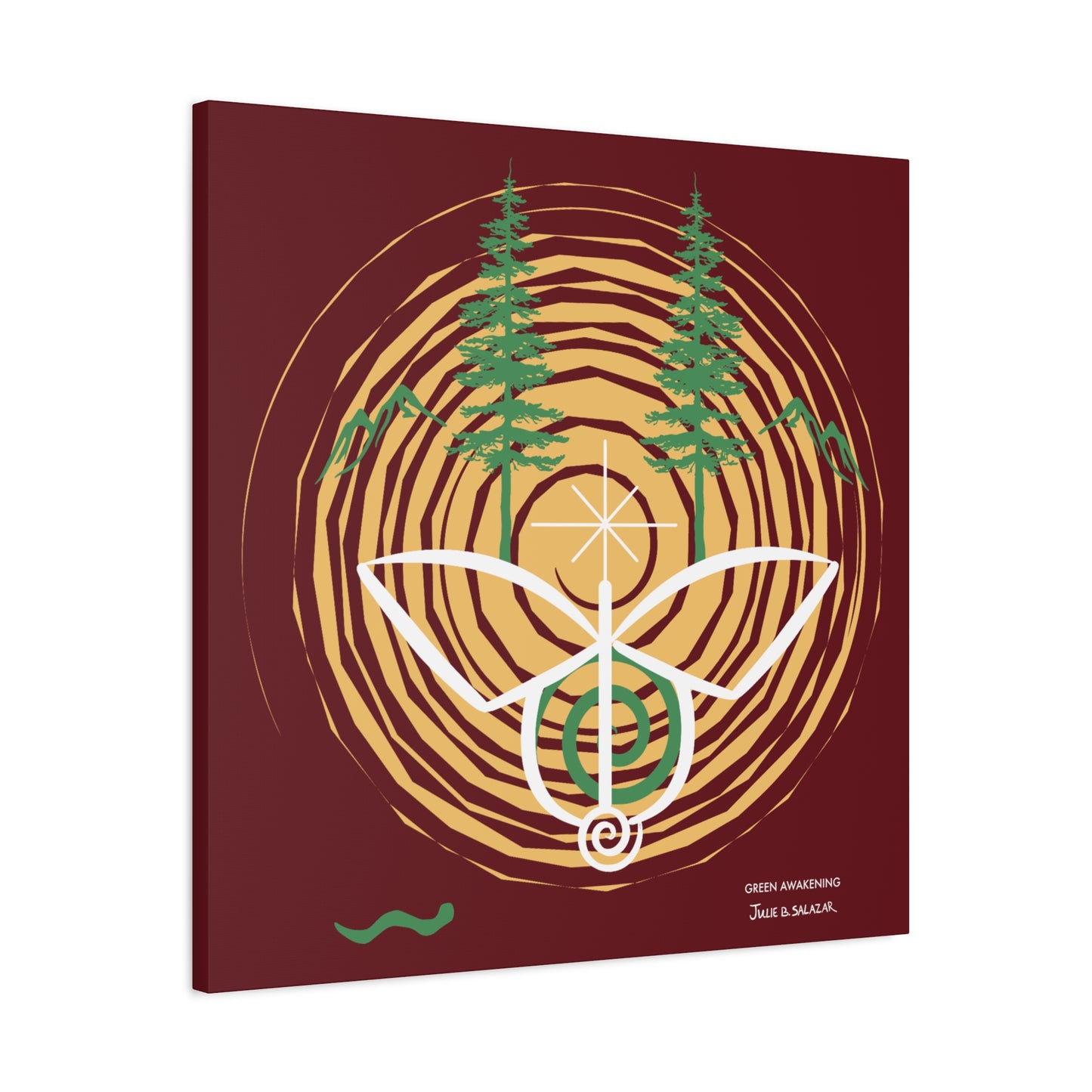“Green Awakening”, IMAGINE™ Series, Hand-Drawn Art Print, Wall Art Collection, Stretched Canvas , 6 x 6 inches, 20 x 20 inches, 36 x 36 inches, plus 7 More Sizes