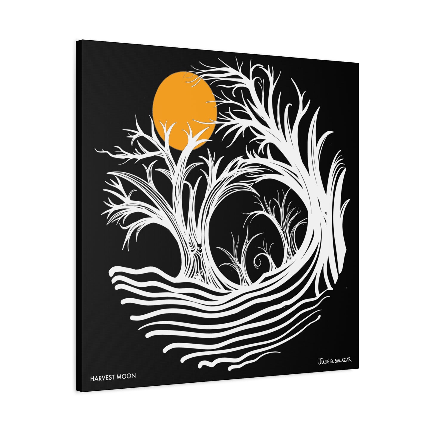 “Harvest Moon”, IMAGINE™ Series, Hand-Drawn Art Print, Wall Art Collection, Stretched Canvas , 6 x 6 inches, 20 x 20 inches, 36 x 36 inches, plus 7 More Sizes