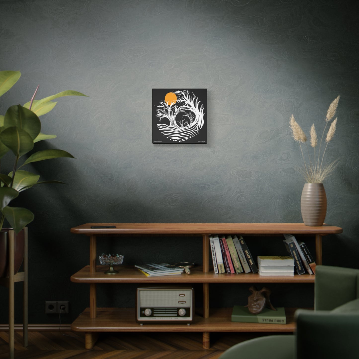 “Harvest Moon”, IMAGINE™ Series, Hand-Drawn Art Print, Wall Art Collection, Stretched Canvas , 6 x 6 inches, 20 x 20 inches, 36 x 36 inches, plus 7 More Sizes