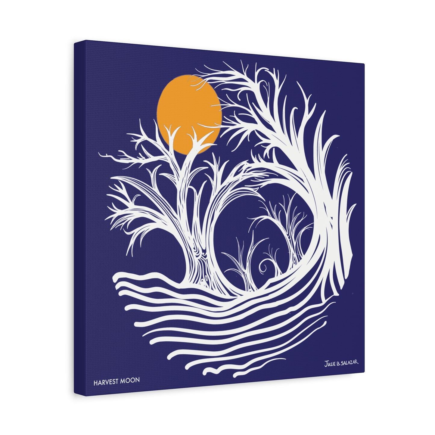 “Harvest Moon”, IMAGINE™ Series, Hand-Drawn Art Print, Wall Art Collection, Stretched Canvas , 6 x 6 inches, 20 x 20 inches, 36 x 36 inches, plus 7 More Sizes