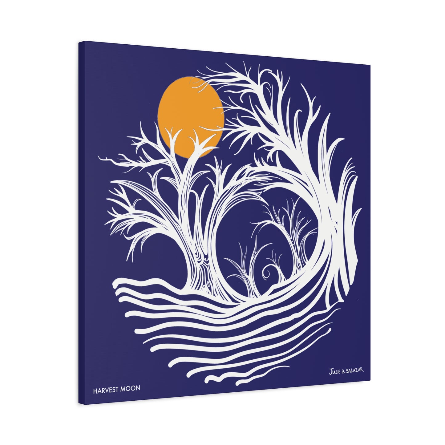 “Harvest Moon”, IMAGINE™ Series, Hand-Drawn Art Print, Wall Art Collection, Stretched Canvas , 6 x 6 inches, 20 x 20 inches, 36 x 36 inches, plus 7 More Sizes