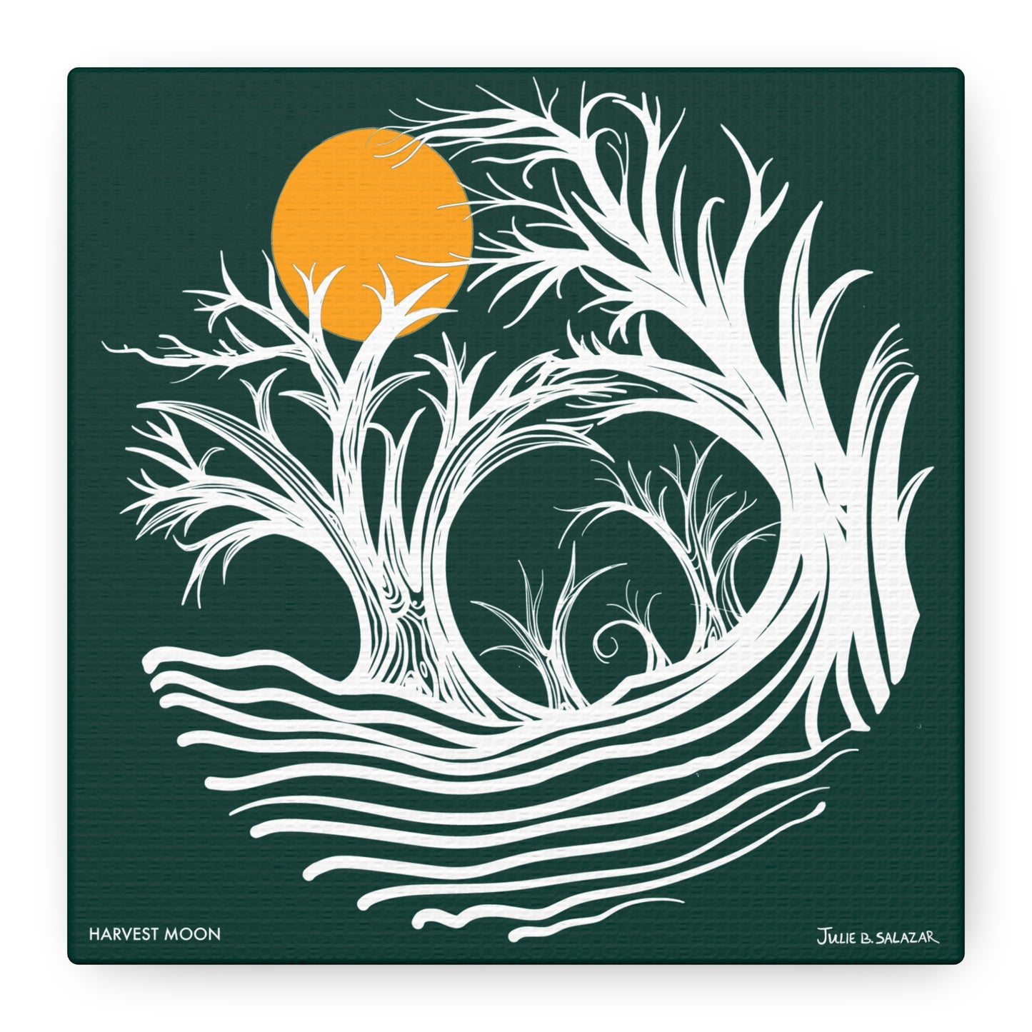 “Harvest Moon”, IMAGINE™ Series, Hand-Drawn Art Print, Wall Art Collection, Stretched Canvas , 6 x 6 inches, 20 x 20 inches, 36 x 36 inches, plus 7 More Sizes