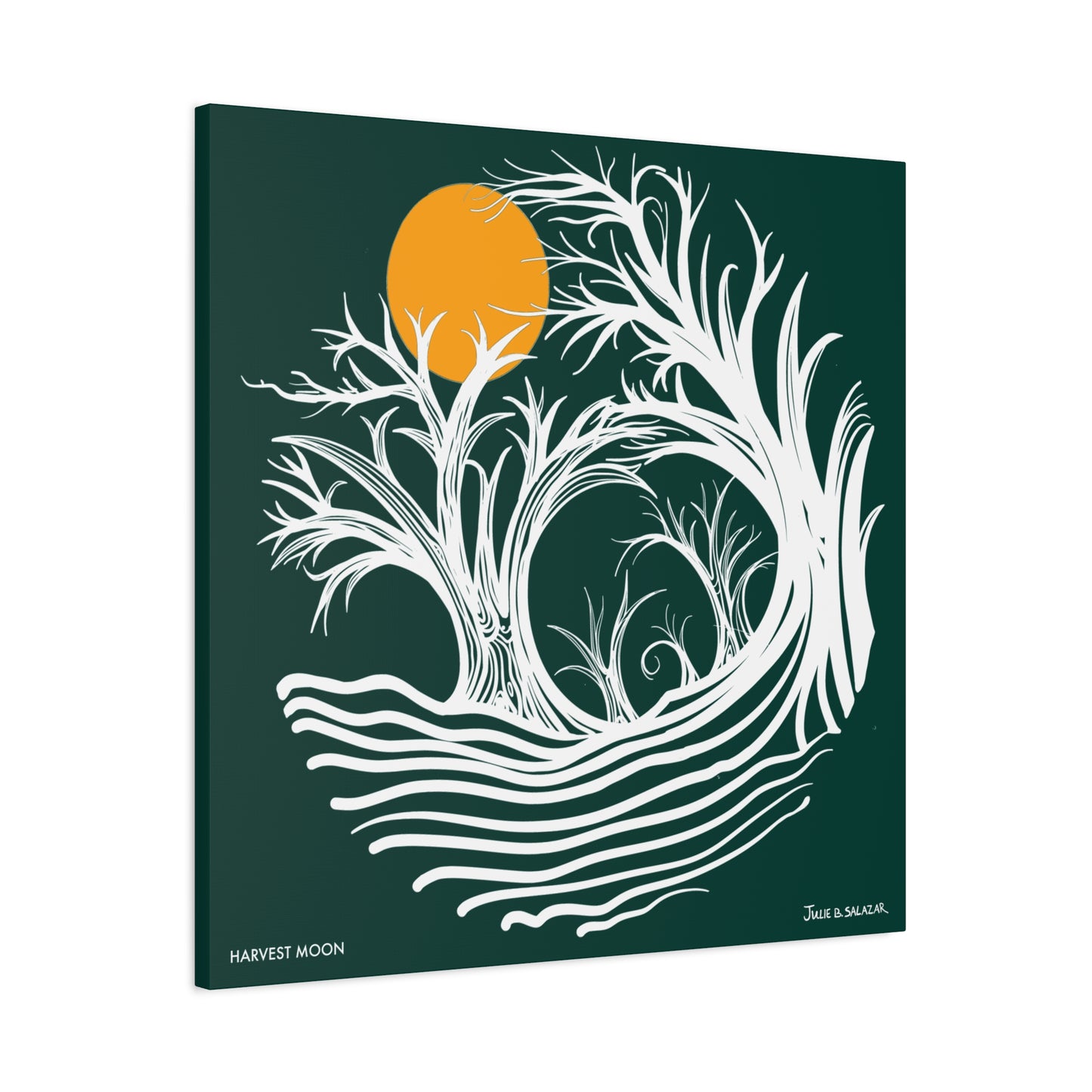 “Harvest Moon”, IMAGINE™ Series, Hand-Drawn Art Print, Wall Art Collection, Stretched Canvas , 6 x 6 inches, 20 x 20 inches, 36 x 36 inches, plus 7 More Sizes