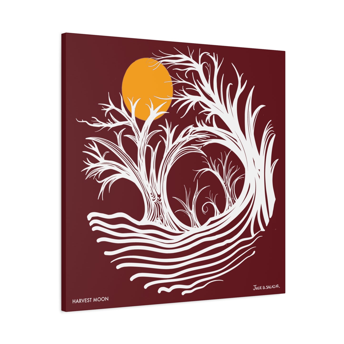 “Harvest Moon”, IMAGINE™ Series, Hand-Drawn Art Print, Wall Art Collection, Stretched Canvas , 6 x 6 inches, 20 x 20 inches, 36 x 36 inches, plus 7 More Sizes