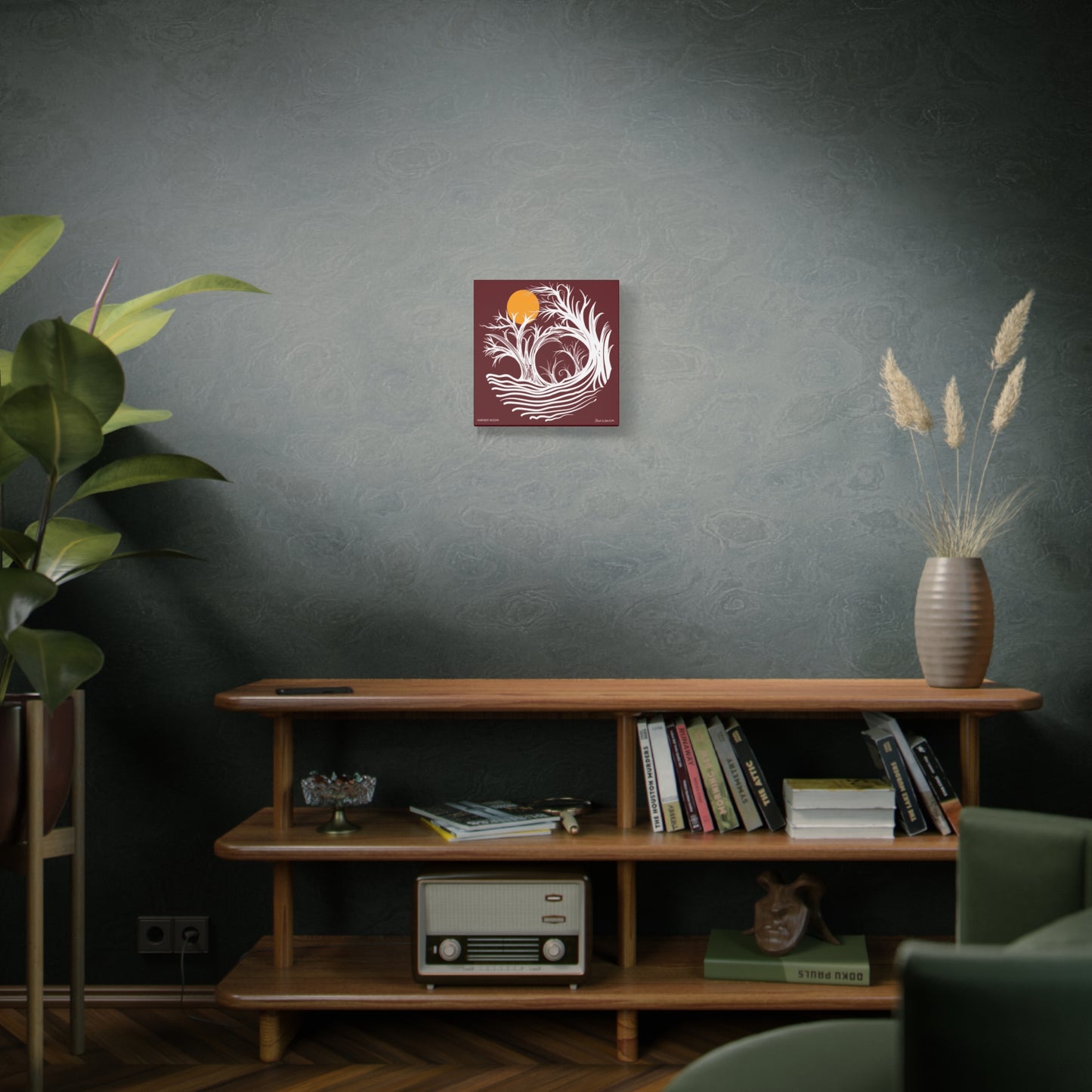 “Harvest Moon”, IMAGINE™ Series, Hand-Drawn Art Print, Wall Art Collection, Stretched Canvas , 6 x 6 inches, 20 x 20 inches, 36 x 36 inches, plus 7 More Sizes
