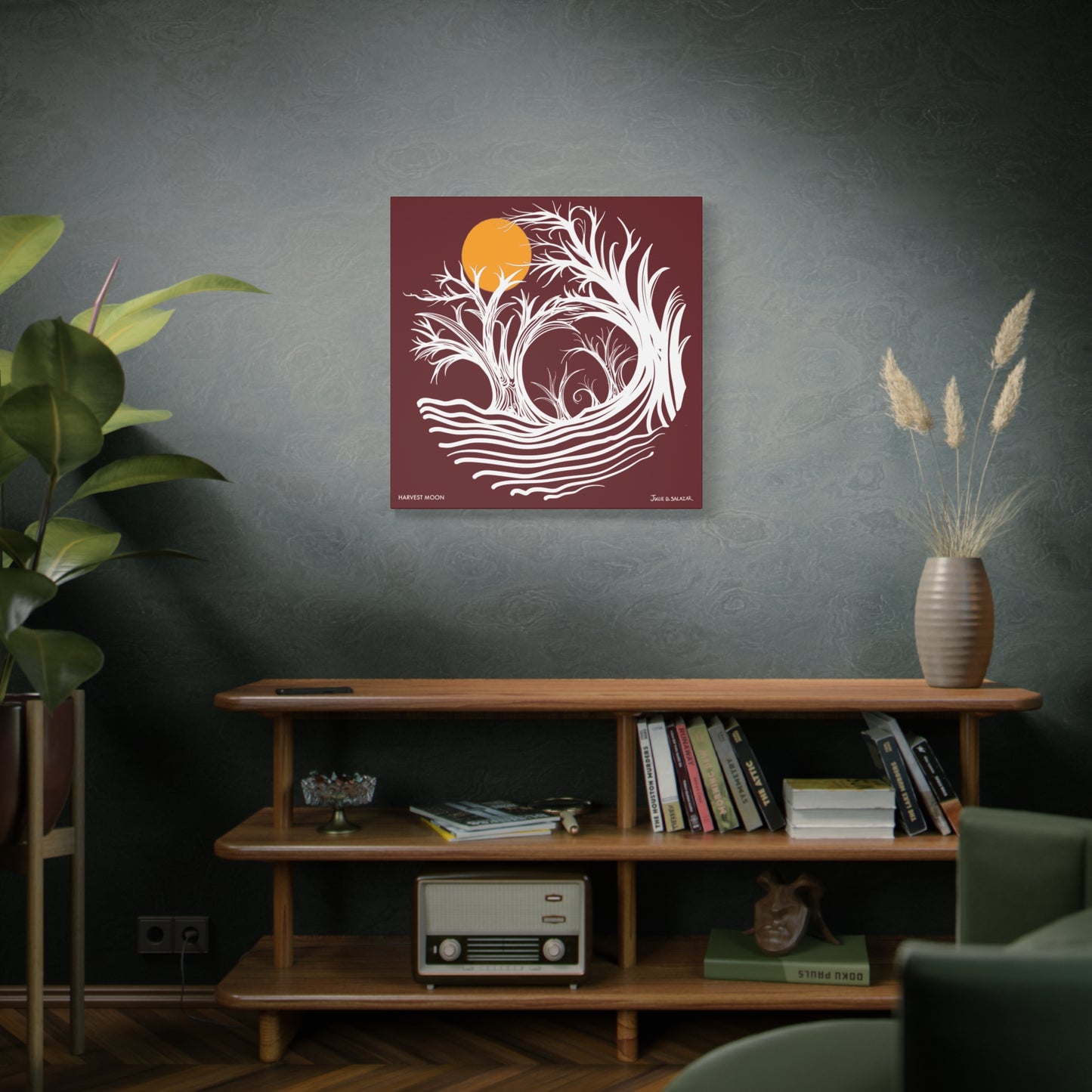 “Harvest Moon”, IMAGINE™ Series, Hand-Drawn Art Print, Wall Art Collection, Stretched Canvas , 6 x 6 inches, 20 x 20 inches, 36 x 36 inches, plus 7 More Sizes