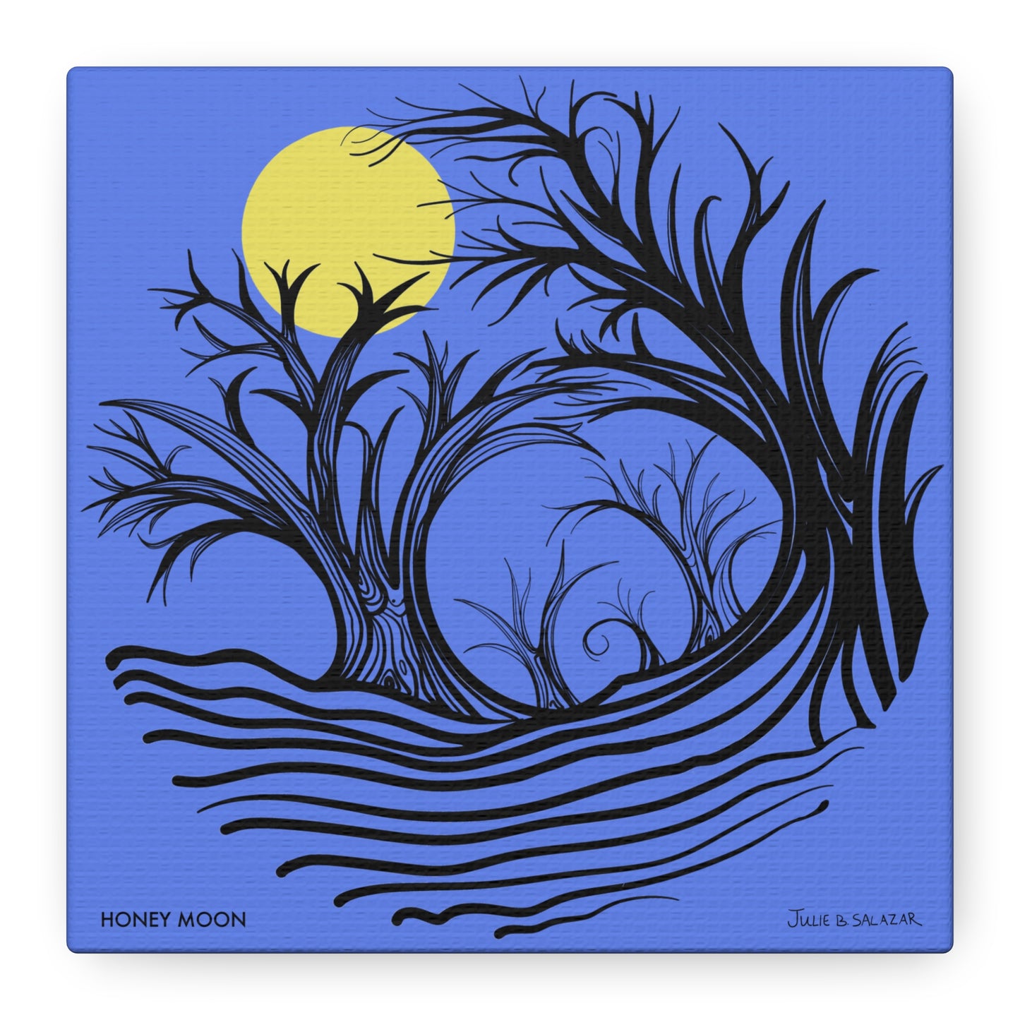 “Honey Moon”, IMAGINE™ Series, Hand-Drawn Art Print, Wall Art Collection, Stretched Canvas , 6 x 6 inches, 20 x 20 inches, 36 x 36 inches, plus 7 More Sizes