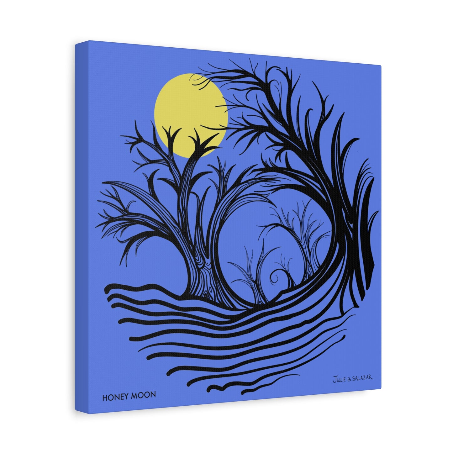 “Honey Moon”, IMAGINE™ Series, Hand-Drawn Art Print, Wall Art Collection, Stretched Canvas , 6 x 6 inches, 20 x 20 inches, 36 x 36 inches, plus 7 More Sizes
