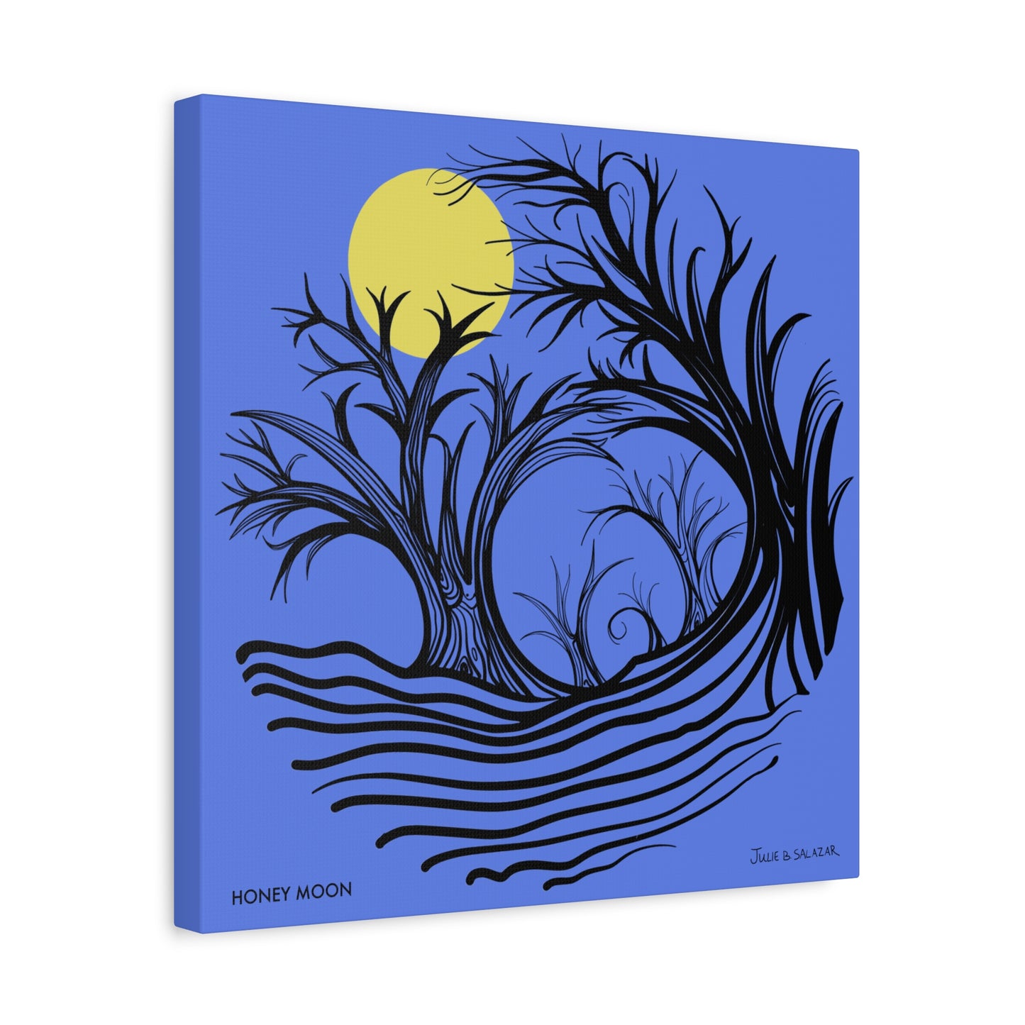 “Honey Moon”, IMAGINE™ Series, Hand-Drawn Art Print, Wall Art Collection, Stretched Canvas , 6 x 6 inches, 20 x 20 inches, 36 x 36 inches, plus 7 More Sizes