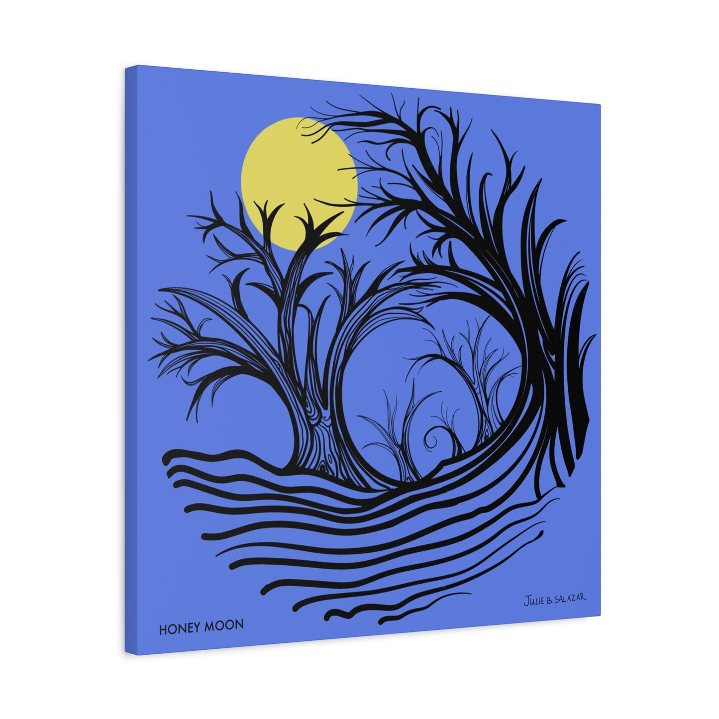 “Honey Moon”, IMAGINE™ Series, Hand-Drawn Art Print, Wall Art Collection, Stretched Canvas , 6 x 6 inches, 20 x 20 inches, 36 x 36 inches, plus 7 More Sizes