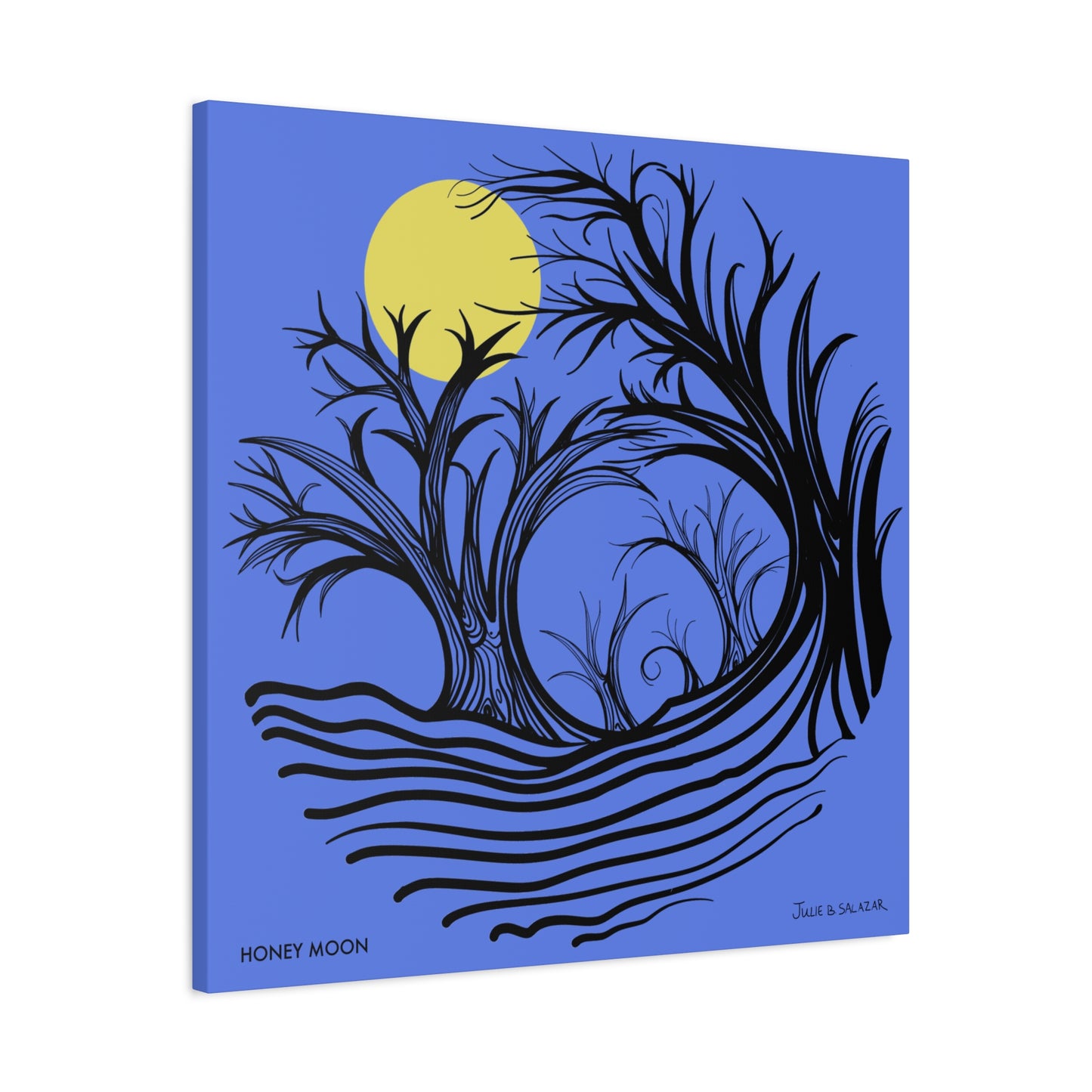 “Honey Moon”, IMAGINE™ Series, Hand-Drawn Art Print, Wall Art Collection, Stretched Canvas , 6 x 6 inches, 20 x 20 inches, 36 x 36 inches, plus 7 More Sizes