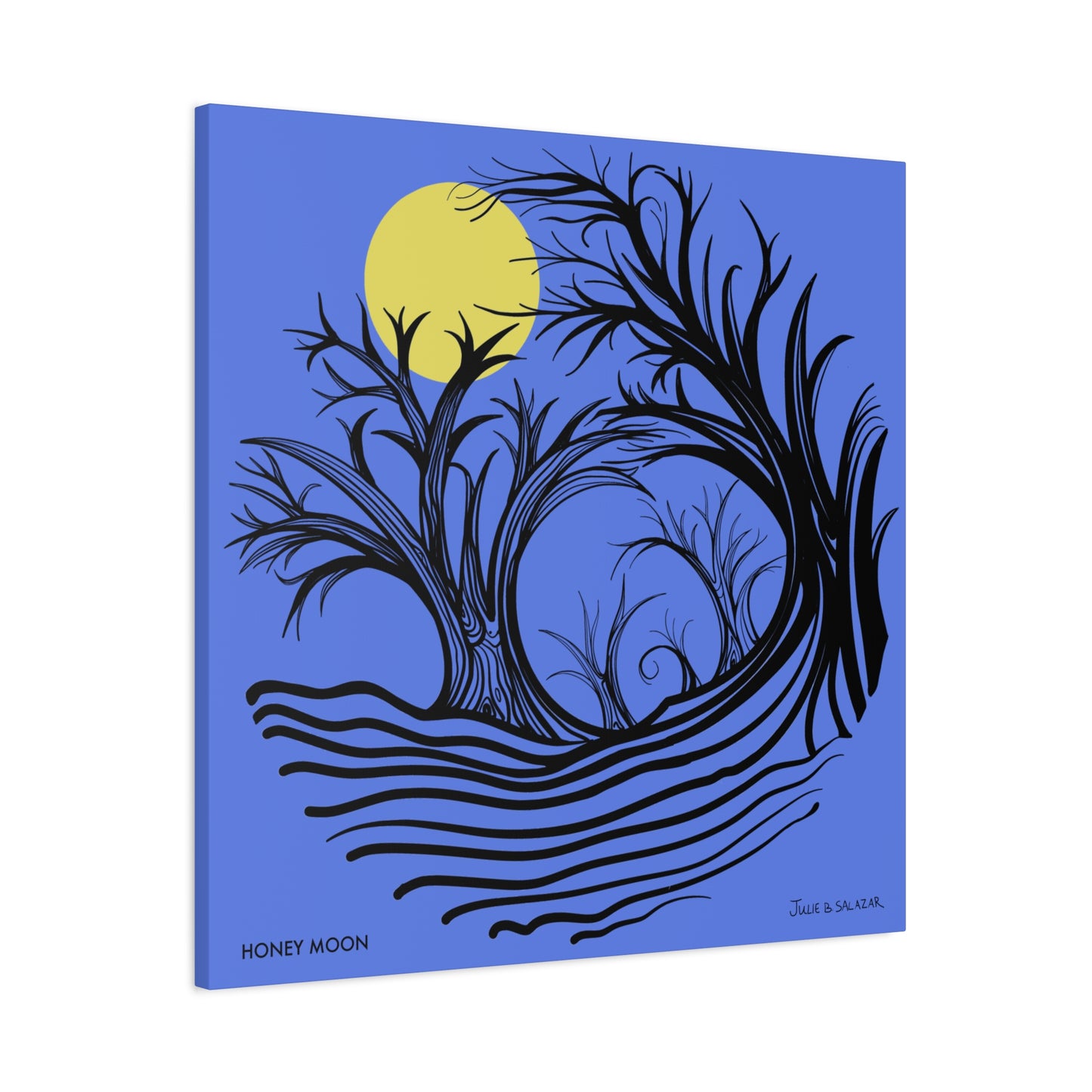 “Honey Moon”, IMAGINE™ Series, Hand-Drawn Art Print, Wall Art Collection, Stretched Canvas , 6 x 6 inches, 20 x 20 inches, 36 x 36 inches, plus 7 More Sizes