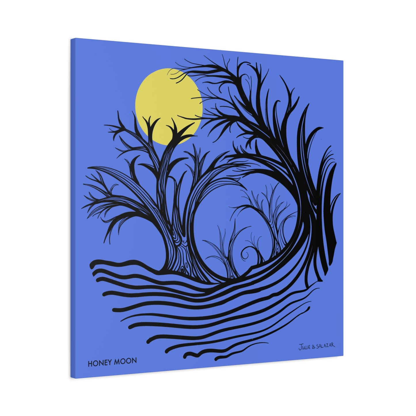 “Honey Moon”, IMAGINE™ Series, Hand-Drawn Art Print, Wall Art Collection, Stretched Canvas , 6 x 6 inches, 20 x 20 inches, 36 x 36 inches, plus 7 More Sizes