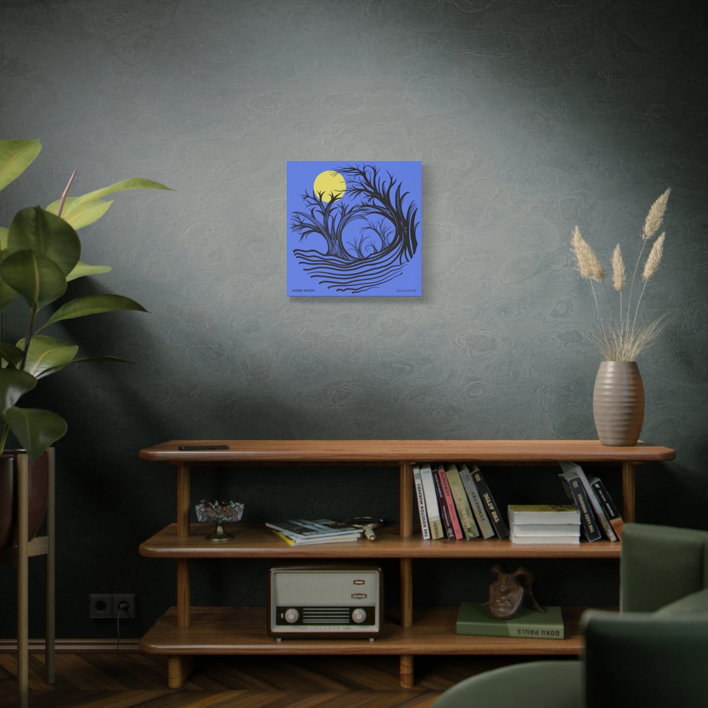 “Honey Moon”, IMAGINE™ Series, Hand-Drawn Art Print, Wall Art Collection, Stretched Canvas , 6 x 6 inches, 20 x 20 inches, 36 x 36 inches, plus 7 More Sizes