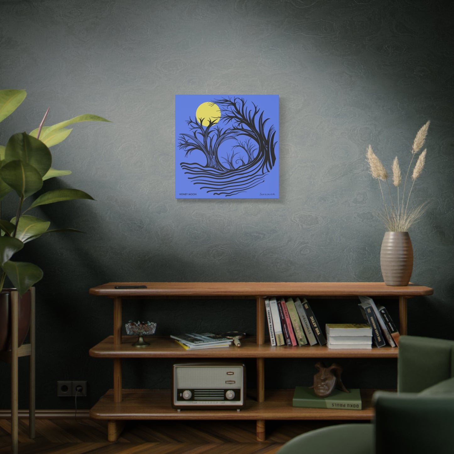 “Honey Moon”, IMAGINE™ Series, Hand-Drawn Art Print, Wall Art Collection, Stretched Canvas , 6 x 6 inches, 20 x 20 inches, 36 x 36 inches, plus 7 More Sizes