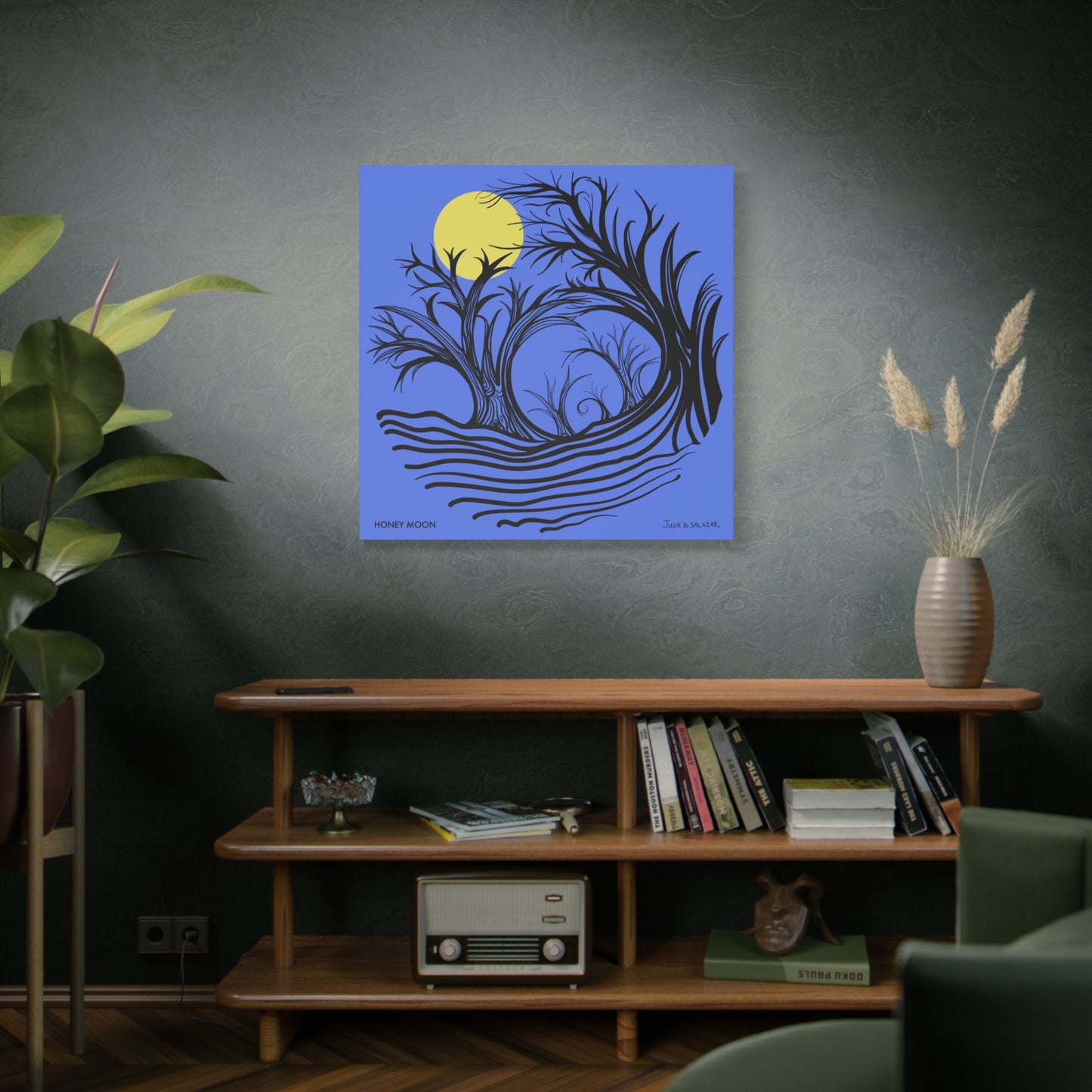 “Honey Moon”, IMAGINE™ Series, Hand-Drawn Art Print, Wall Art Collection, Stretched Canvas , 6 x 6 inches, 20 x 20 inches, 36 x 36 inches, plus 7 More Sizes