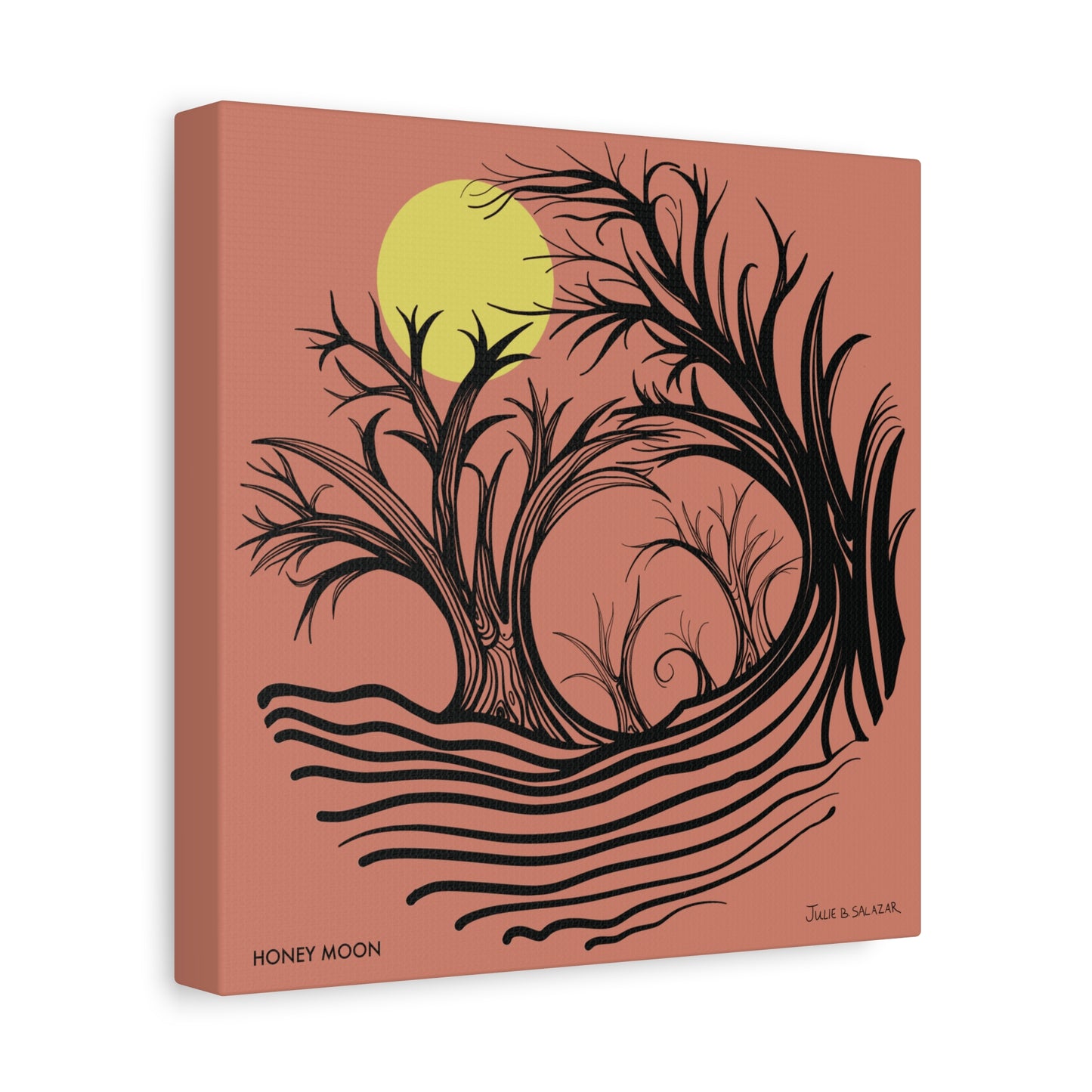 “Honey Moon”, IMAGINE™ Series, Hand-Drawn Art Print, Wall Art Collection, Stretched Canvas , 6 x 6 inches, 20 x 20 inches, 36 x 36 inches, plus 7 More Sizes