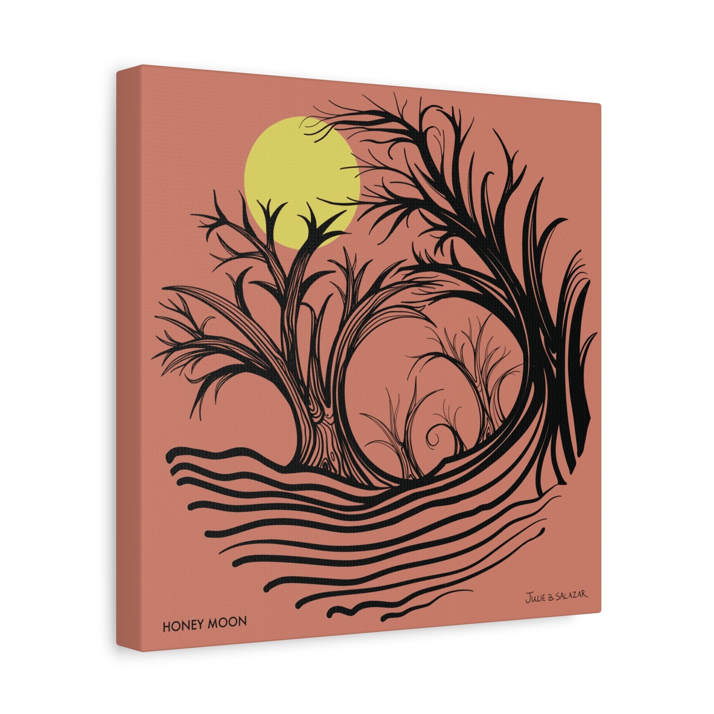 “Honey Moon”, IMAGINE™ Series, Hand-Drawn Art Print, Wall Art Collection, Stretched Canvas , 6 x 6 inches, 20 x 20 inches, 36 x 36 inches, plus 7 More Sizes
