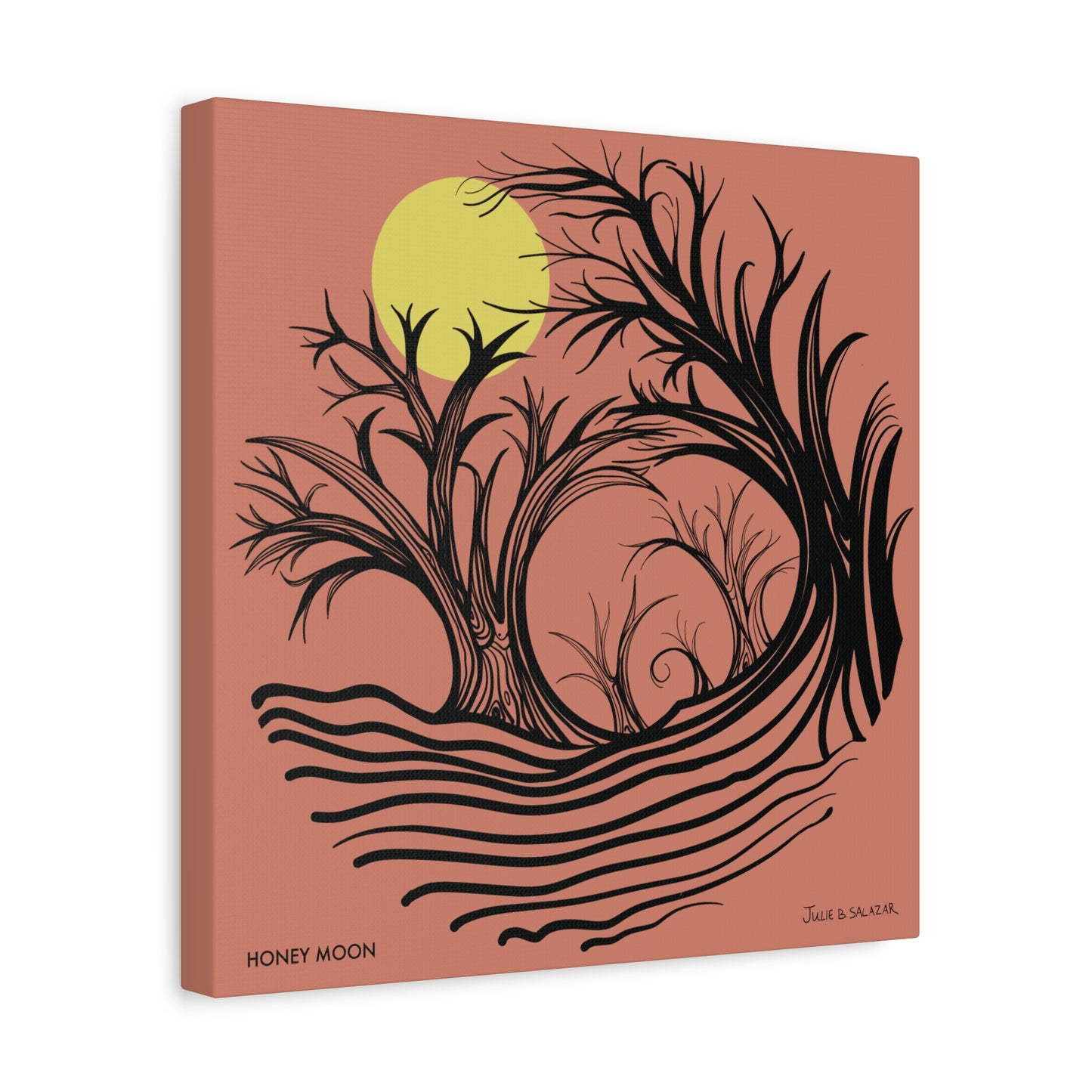 “Honey Moon”, IMAGINE™ Series, Hand-Drawn Art Print, Wall Art Collection, Stretched Canvas , 6 x 6 inches, 20 x 20 inches, 36 x 36 inches, plus 7 More Sizes