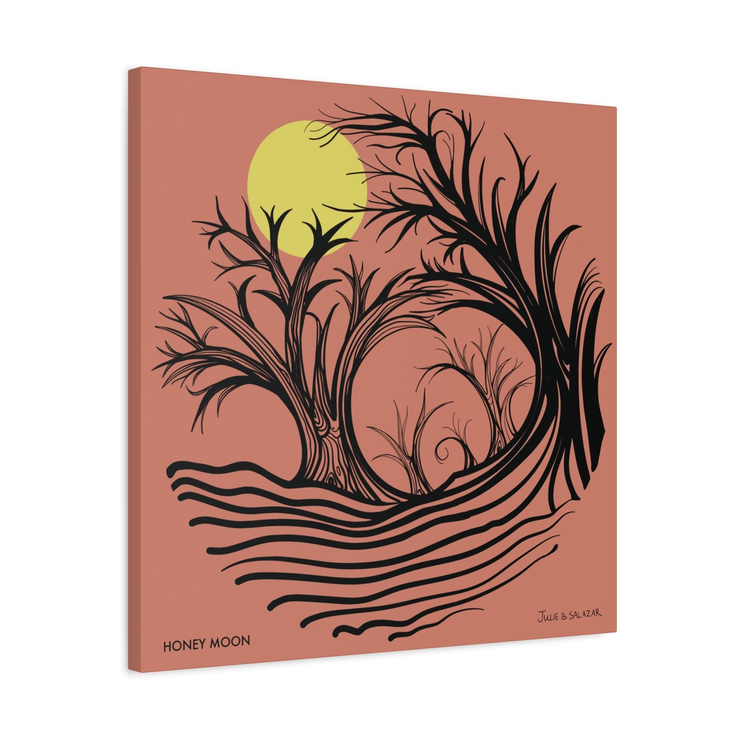 “Honey Moon”, IMAGINE™ Series, Hand-Drawn Art Print, Wall Art Collection, Stretched Canvas , 6 x 6 inches, 20 x 20 inches, 36 x 36 inches, plus 7 More Sizes