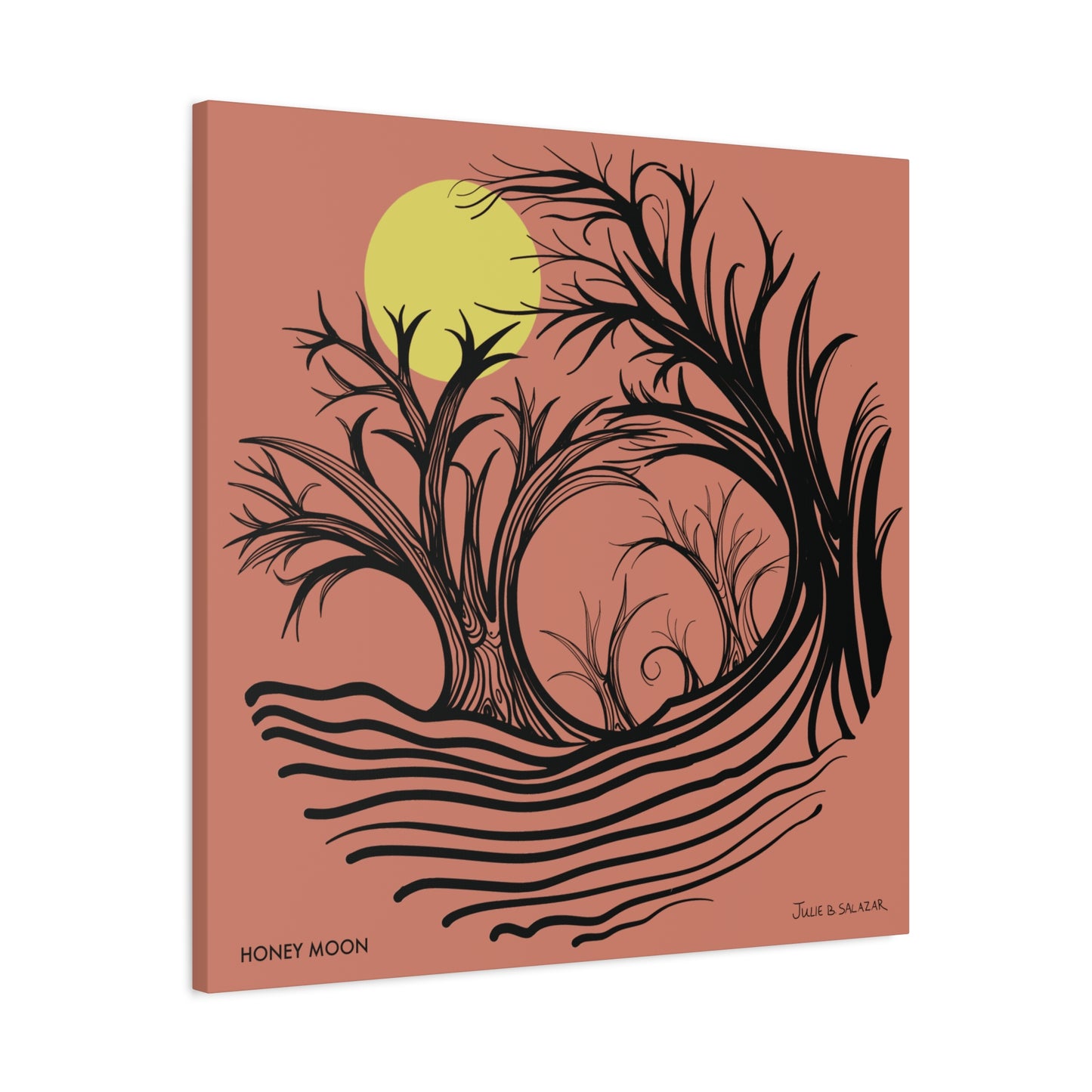 “Honey Moon”, IMAGINE™ Series, Hand-Drawn Art Print, Wall Art Collection, Stretched Canvas , 6 x 6 inches, 20 x 20 inches, 36 x 36 inches, plus 7 More Sizes