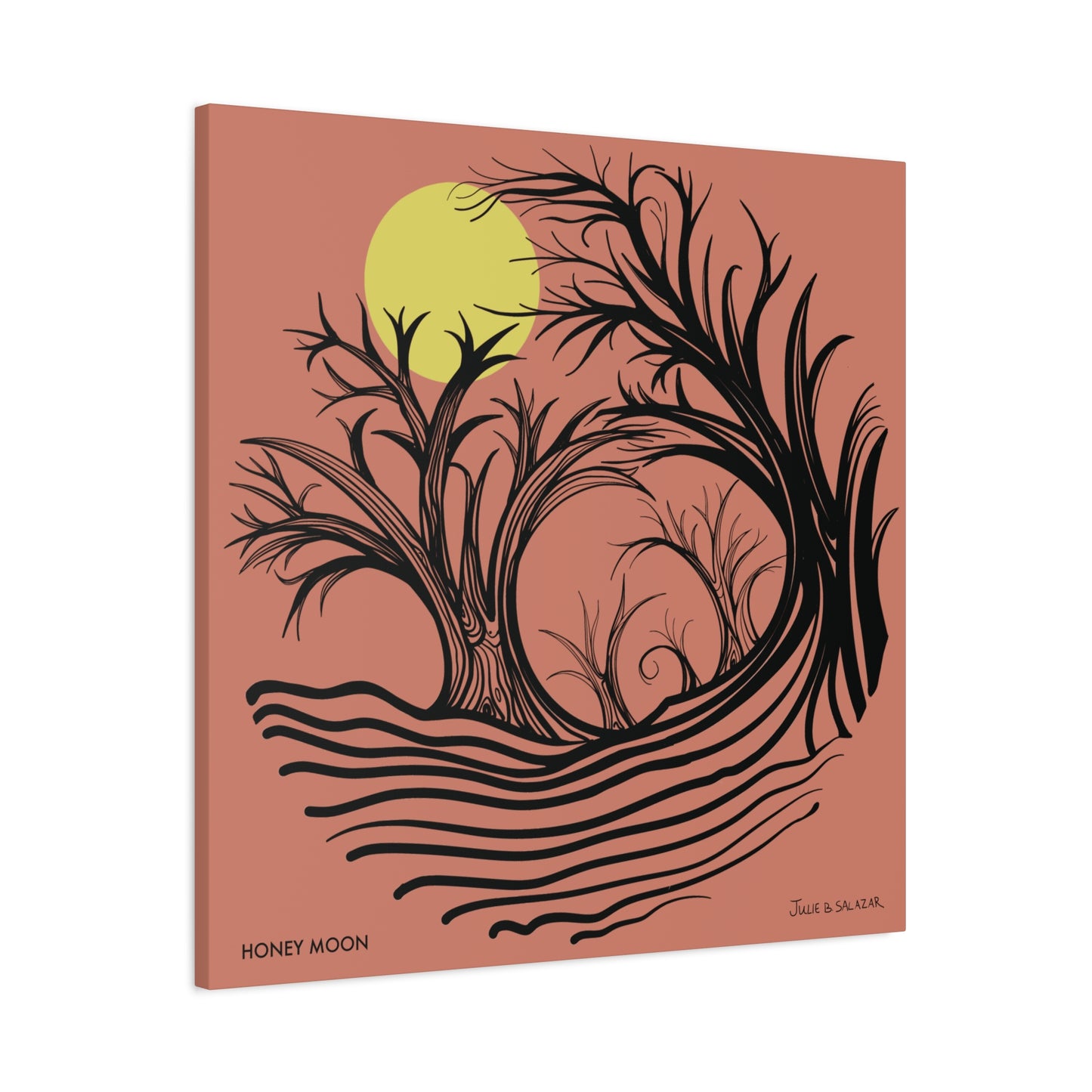 “Honey Moon”, IMAGINE™ Series, Hand-Drawn Art Print, Wall Art Collection, Stretched Canvas , 6 x 6 inches, 20 x 20 inches, 36 x 36 inches, plus 7 More Sizes