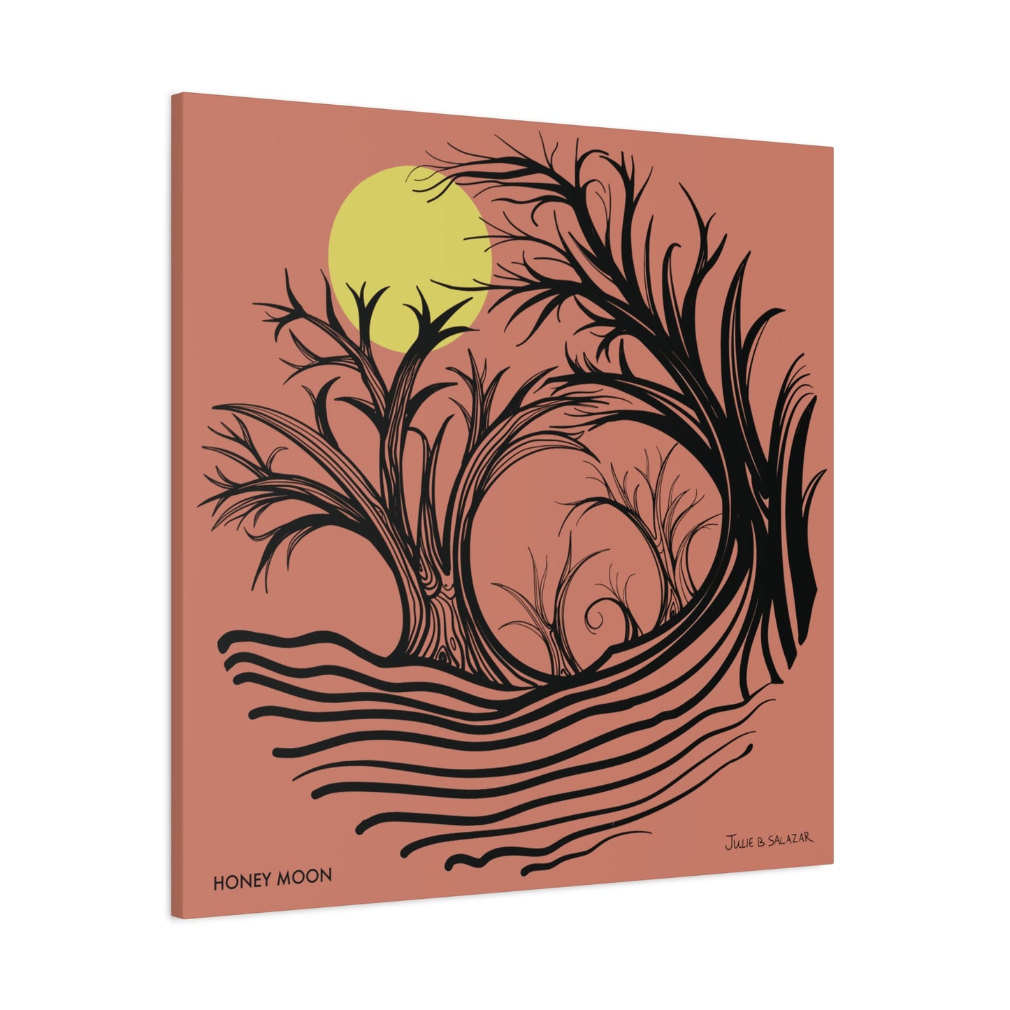 “Honey Moon”, IMAGINE™ Series, Hand-Drawn Art Print, Wall Art Collection, Stretched Canvas , 6 x 6 inches, 20 x 20 inches, 36 x 36 inches, plus 7 More Sizes