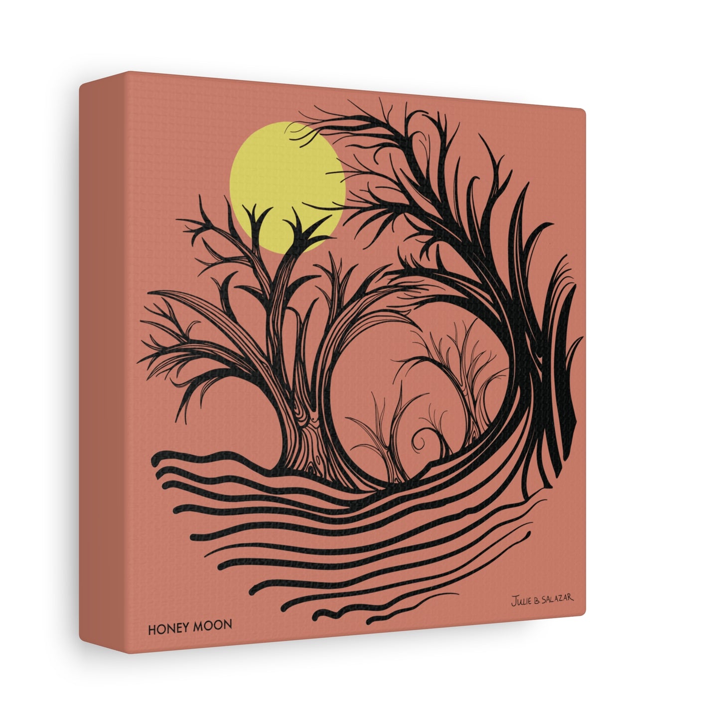 “Honey Moon”, IMAGINE™ Series, Hand-Drawn Art Print, Wall Art Collection, Stretched Canvas , 6 x 6 inches, 20 x 20 inches, 36 x 36 inches, plus 7 More Sizes