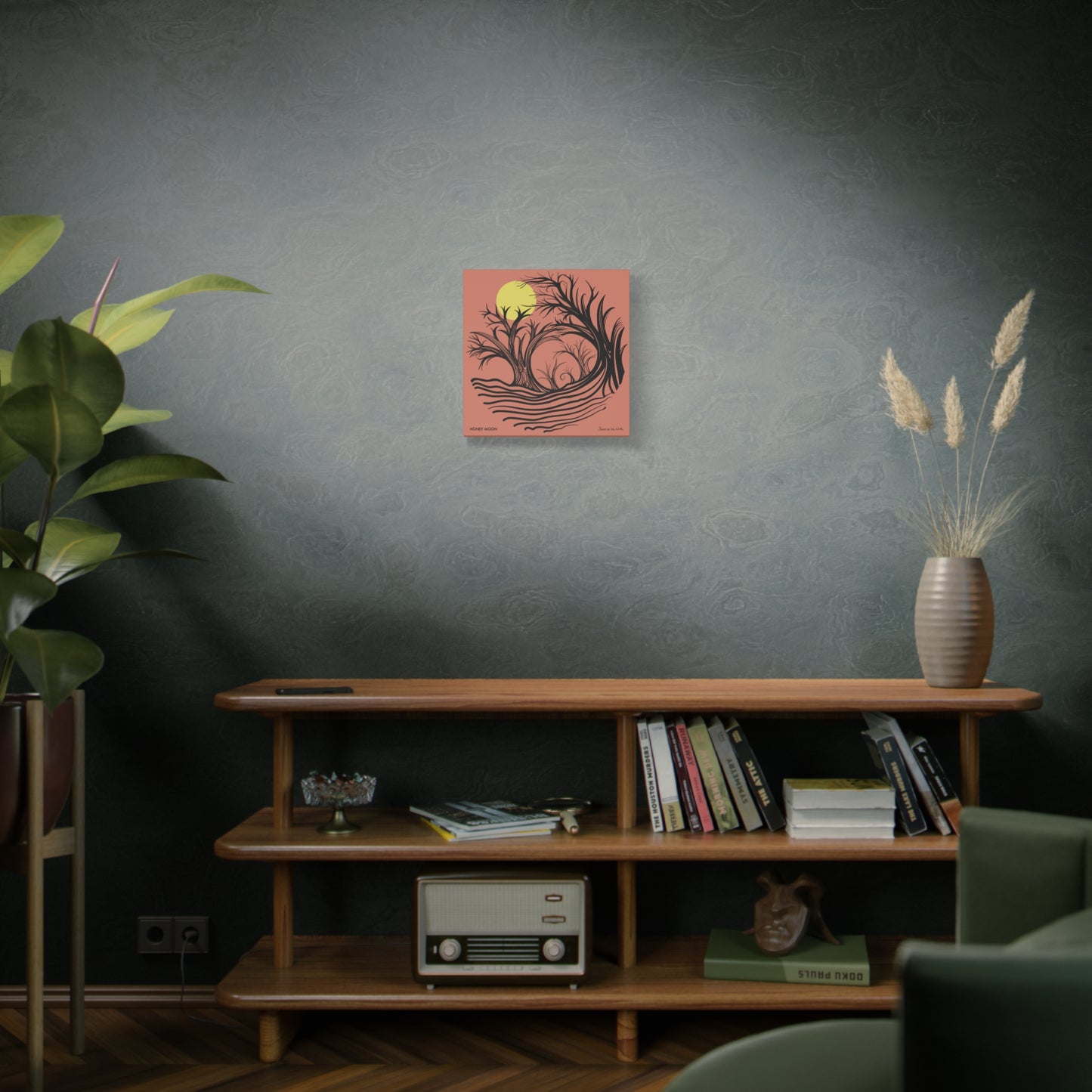 “Honey Moon”, IMAGINE™ Series, Hand-Drawn Art Print, Wall Art Collection, Stretched Canvas , 6 x 6 inches, 20 x 20 inches, 36 x 36 inches, plus 7 More Sizes