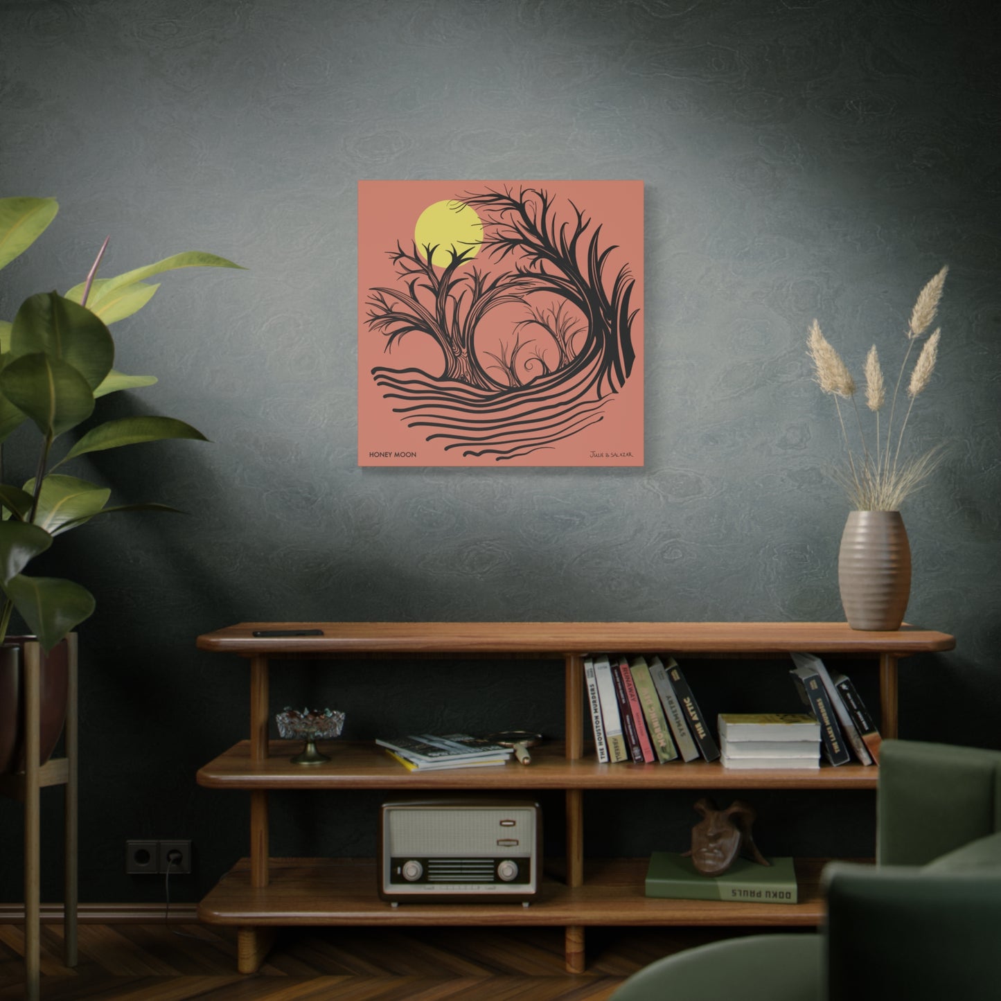 “Honey Moon”, IMAGINE™ Series, Hand-Drawn Art Print, Wall Art Collection, Stretched Canvas , 6 x 6 inches, 20 x 20 inches, 36 x 36 inches, plus 7 More Sizes