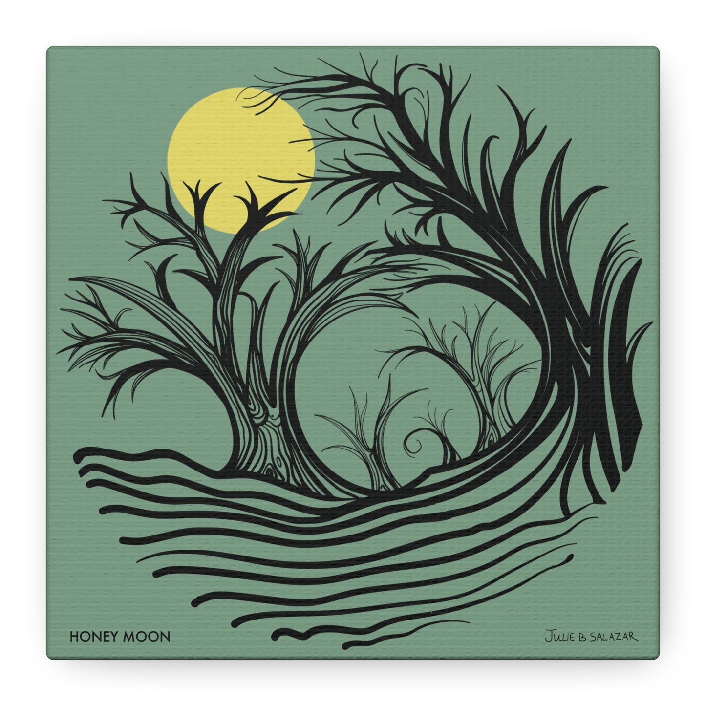 “Honey Moon”, IMAGINE™ Series, Hand-Drawn Art Print, Wall Art Collection, Stretched Canvas , 6 x 6 inches, 20 x 20 inches, 36 x 36 inches, plus 7 More Sizes