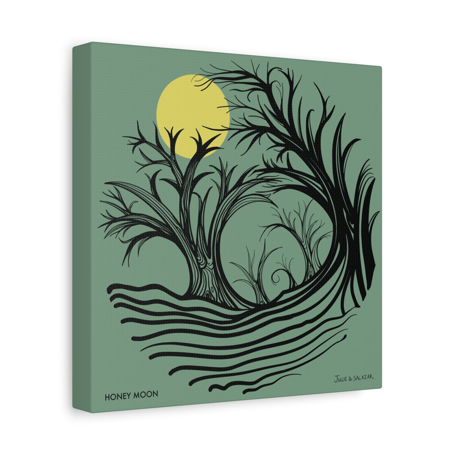 “Honey Moon”, IMAGINE™ Series, Hand-Drawn Art Print, Wall Art Collection, Stretched Canvas , 6 x 6 inches, 20 x 20 inches, 36 x 36 inches, plus 7 More Sizes