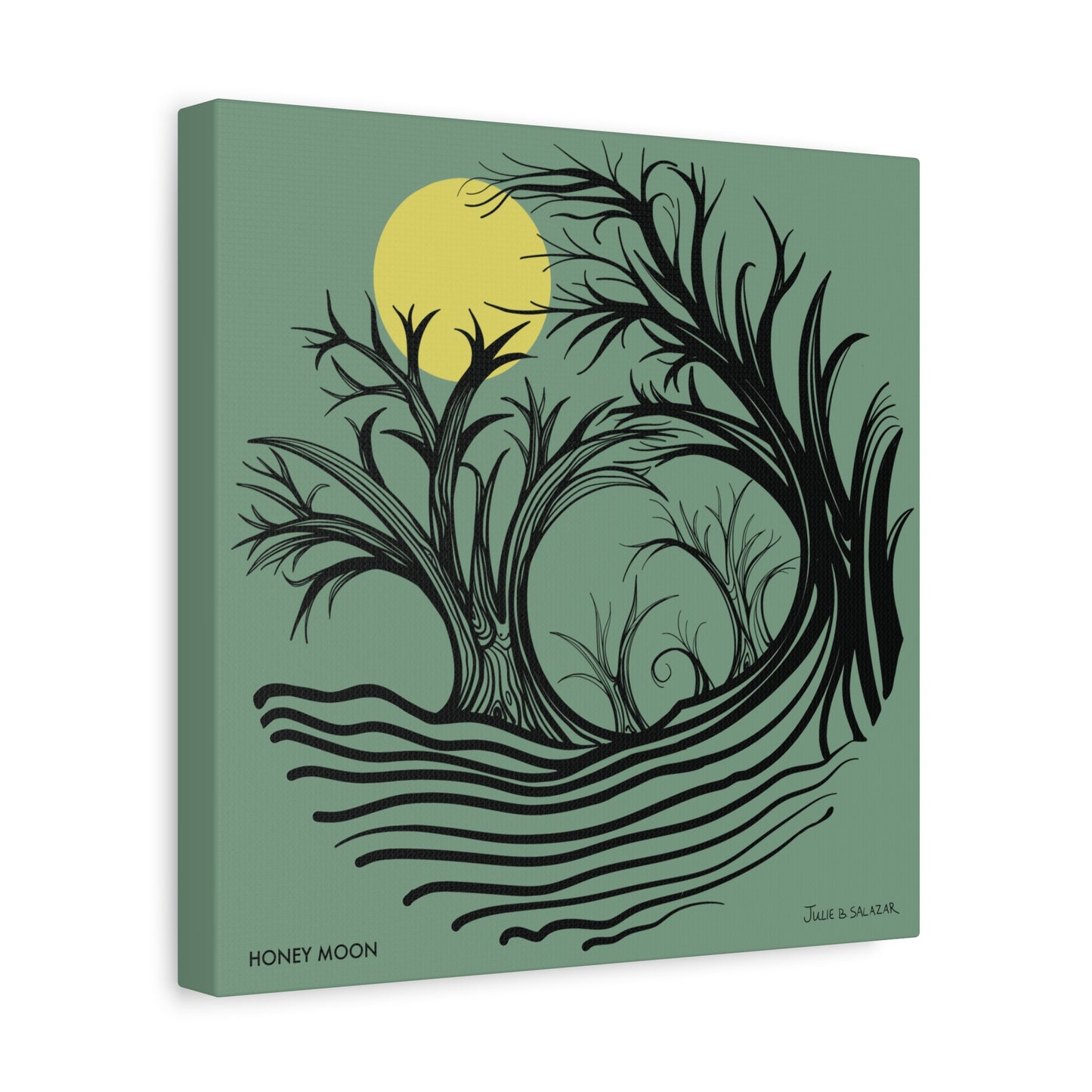 “Honey Moon”, IMAGINE™ Series, Hand-Drawn Art Print, Wall Art Collection, Stretched Canvas , 6 x 6 inches, 20 x 20 inches, 36 x 36 inches, plus 7 More Sizes