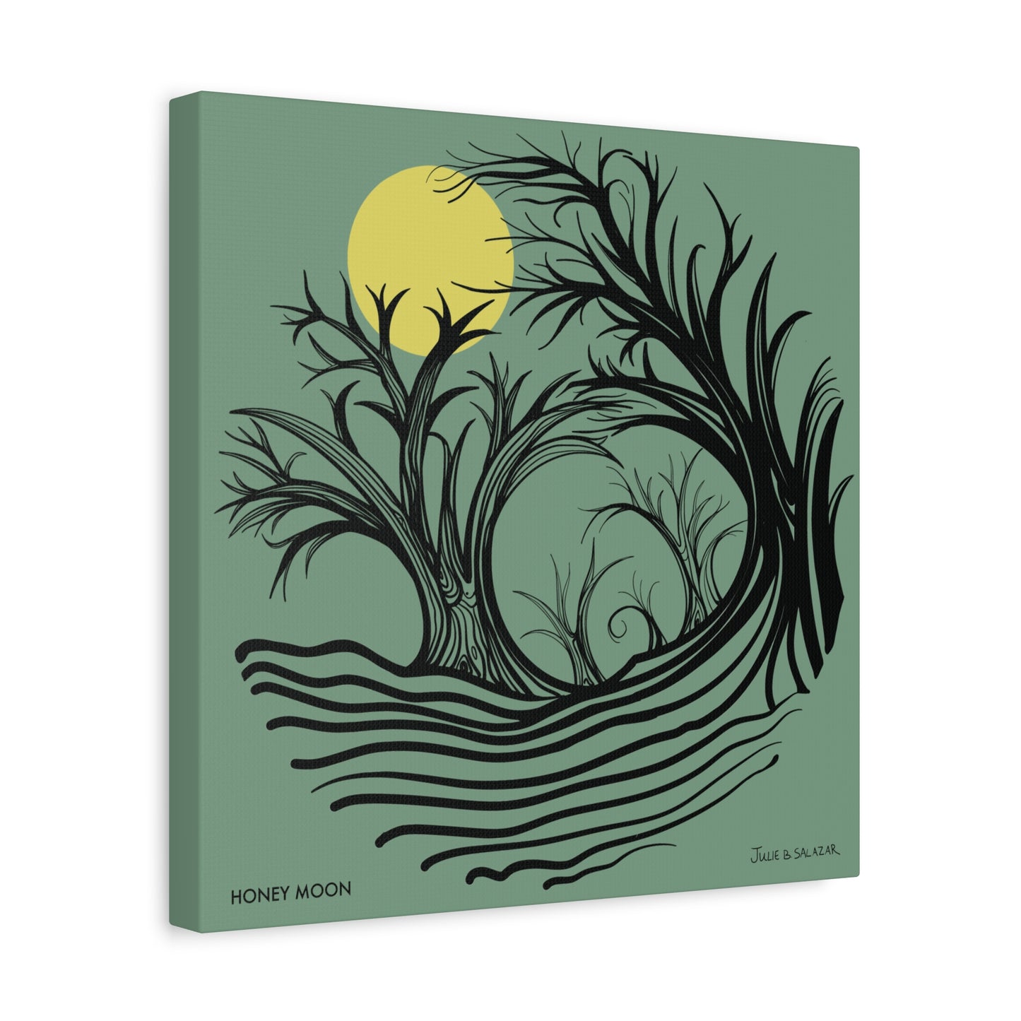 “Honey Moon”, IMAGINE™ Series, Hand-Drawn Art Print, Wall Art Collection, Stretched Canvas , 6 x 6 inches, 20 x 20 inches, 36 x 36 inches, plus 7 More Sizes