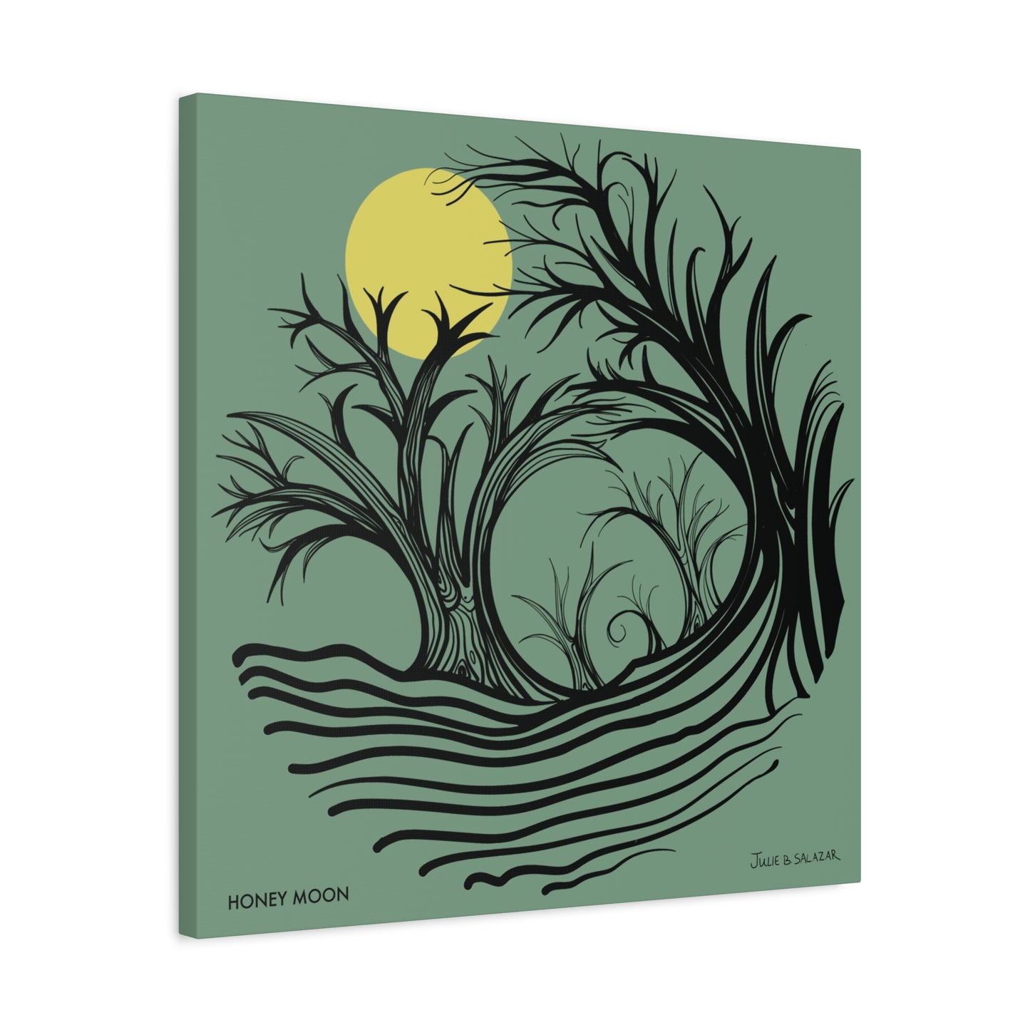“Honey Moon”, IMAGINE™ Series, Hand-Drawn Art Print, Wall Art Collection, Stretched Canvas , 6 x 6 inches, 20 x 20 inches, 36 x 36 inches, plus 7 More Sizes