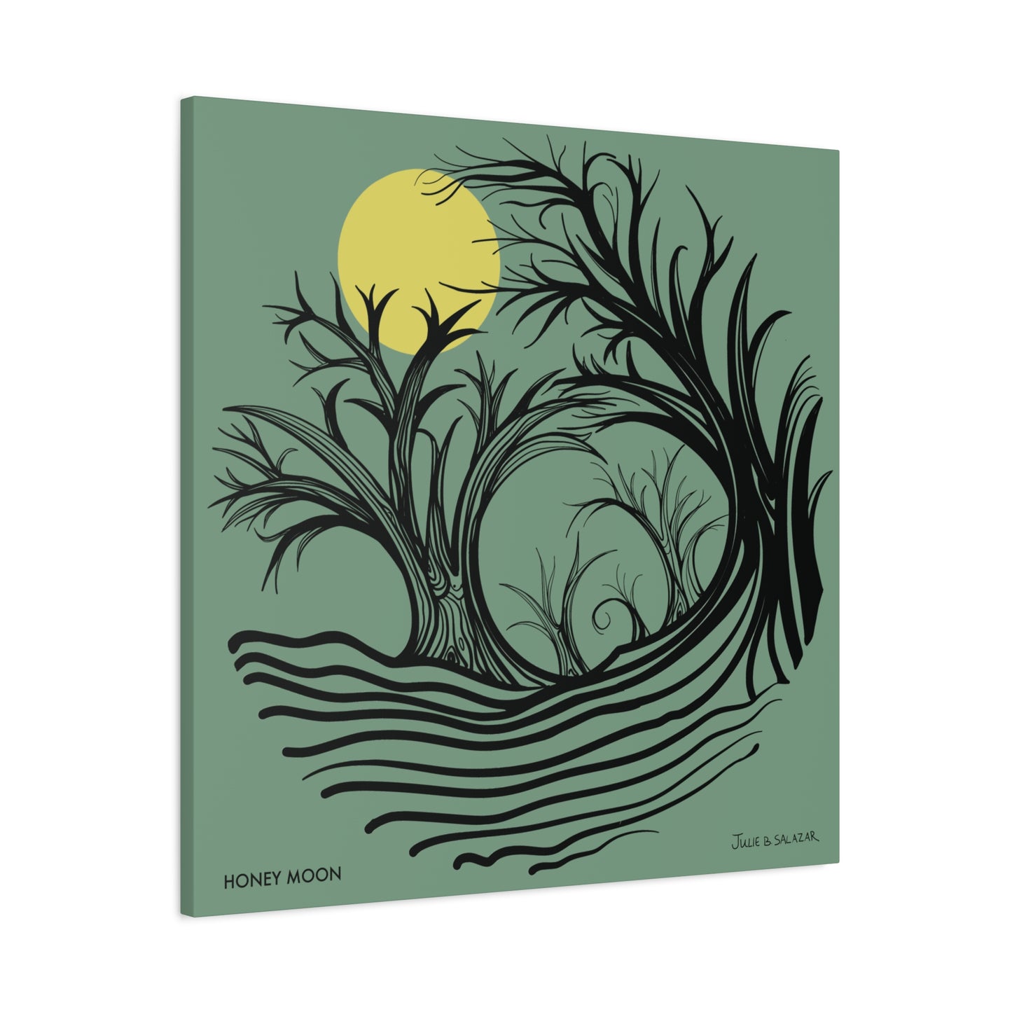 “Honey Moon”, IMAGINE™ Series, Hand-Drawn Art Print, Wall Art Collection, Stretched Canvas , 6 x 6 inches, 20 x 20 inches, 36 x 36 inches, plus 7 More Sizes