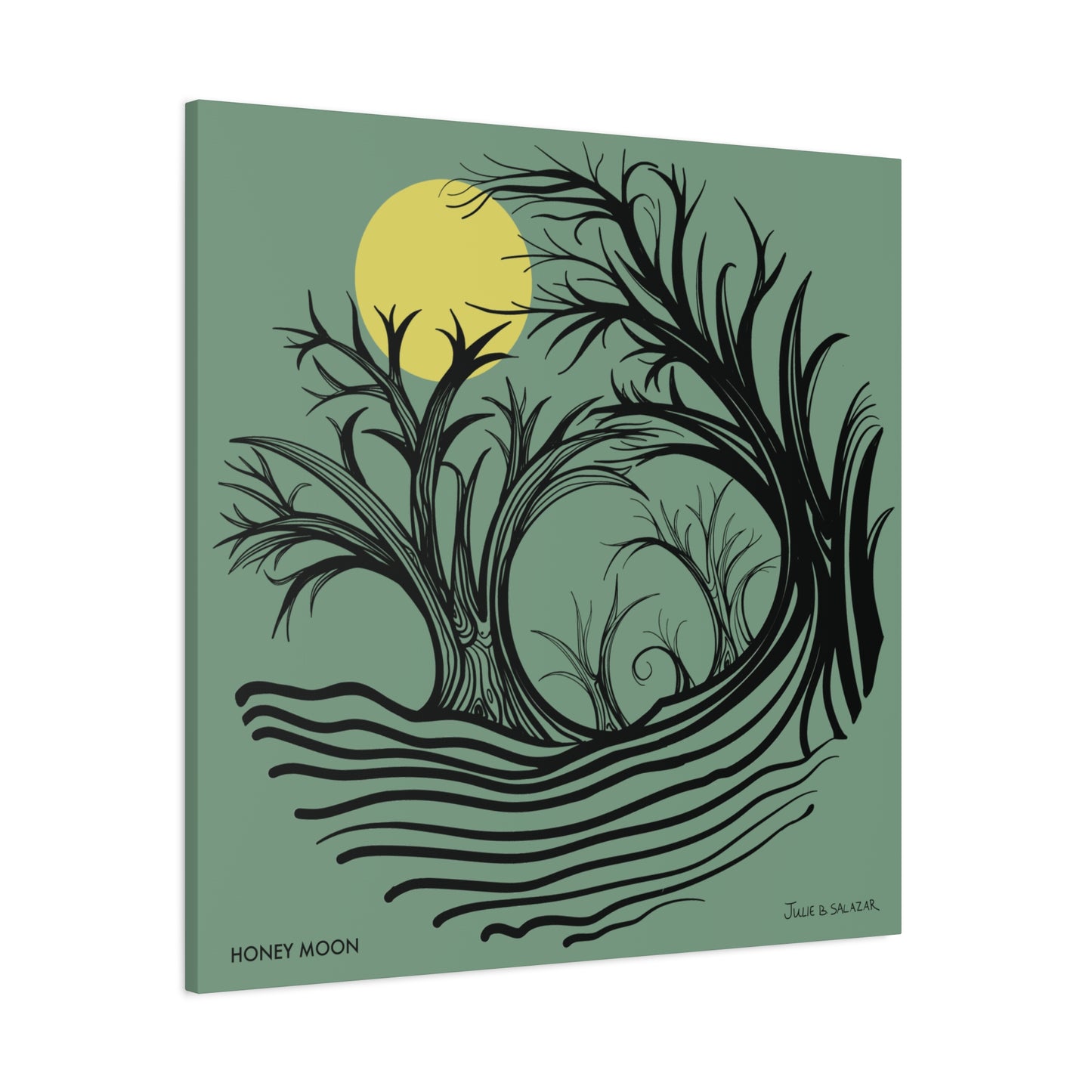 “Honey Moon”, IMAGINE™ Series, Hand-Drawn Art Print, Wall Art Collection, Stretched Canvas , 6 x 6 inches, 20 x 20 inches, 36 x 36 inches, plus 7 More Sizes