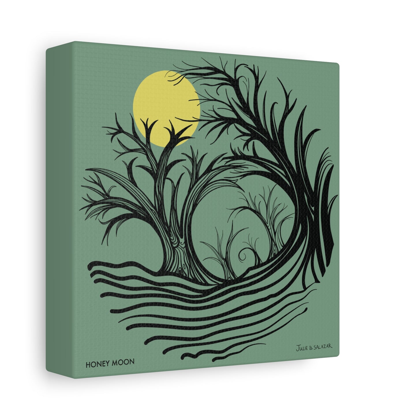 “Honey Moon”, IMAGINE™ Series, Hand-Drawn Art Print, Wall Art Collection, Stretched Canvas , 6 x 6 inches, 20 x 20 inches, 36 x 36 inches, plus 7 More Sizes