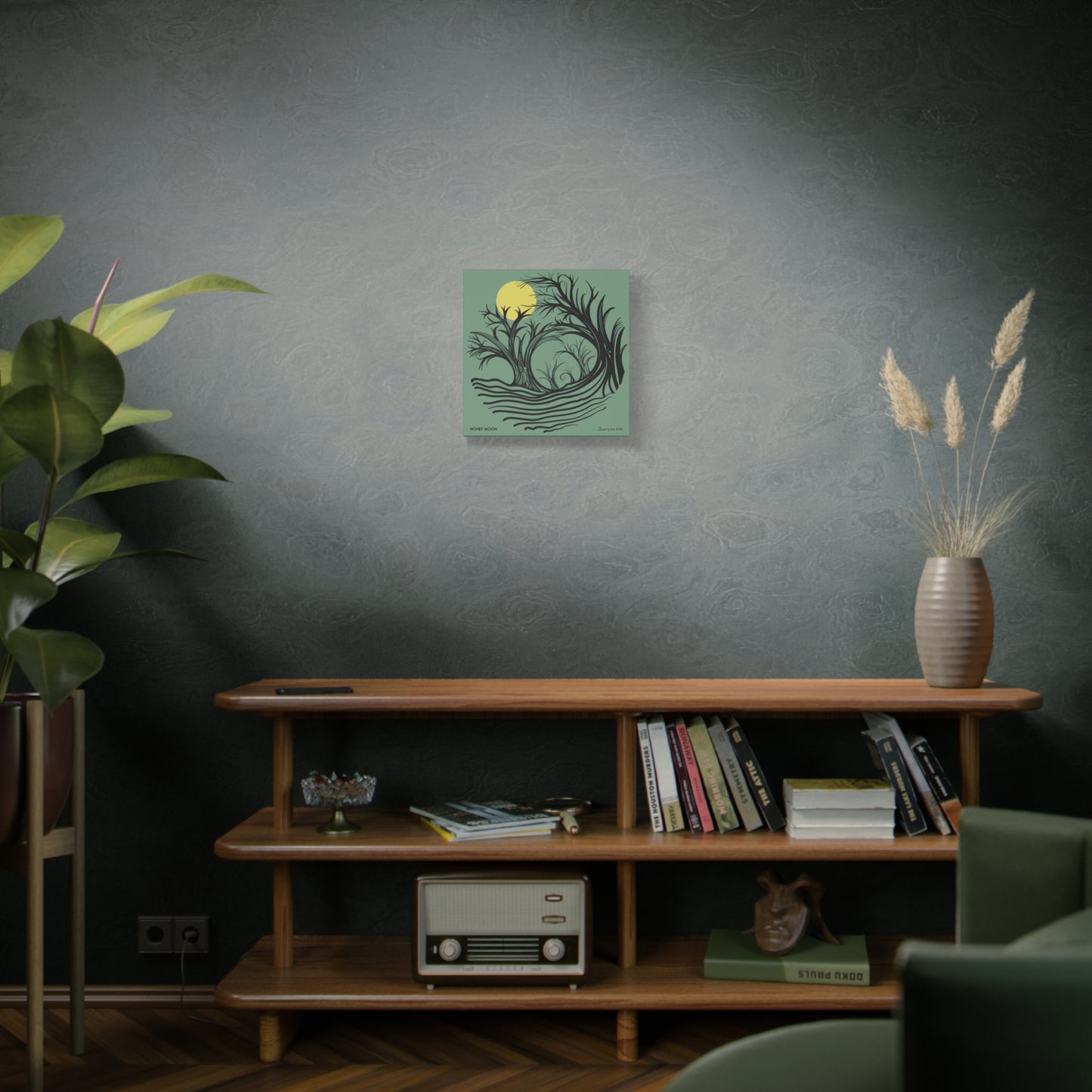“Honey Moon”, IMAGINE™ Series, Hand-Drawn Art Print, Wall Art Collection, Stretched Canvas , 6 x 6 inches, 20 x 20 inches, 36 x 36 inches, plus 7 More Sizes