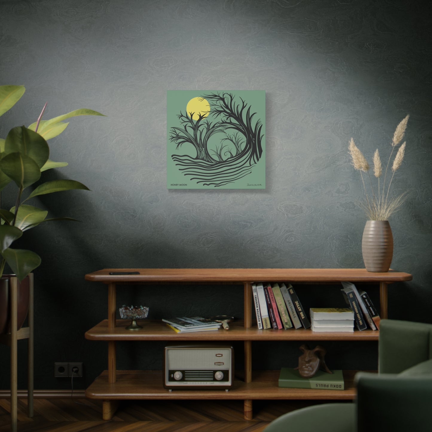 “Honey Moon”, IMAGINE™ Series, Hand-Drawn Art Print, Wall Art Collection, Stretched Canvas , 6 x 6 inches, 20 x 20 inches, 36 x 36 inches, plus 7 More Sizes