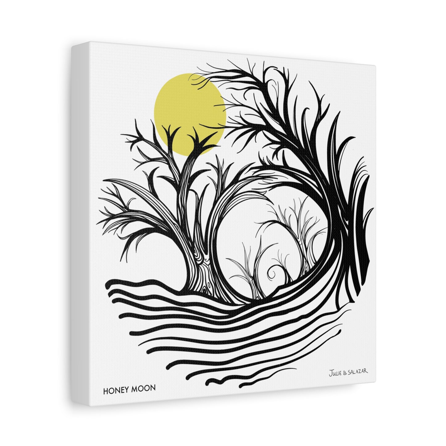 “Honey Moon”, IMAGINE™ Series, Hand-Drawn Art Print, Wall Art Collection, Stretched Canvas , 6 x 6 inches, 20 x 20 inches, 36 x 36 inches, plus 7 More Sizes